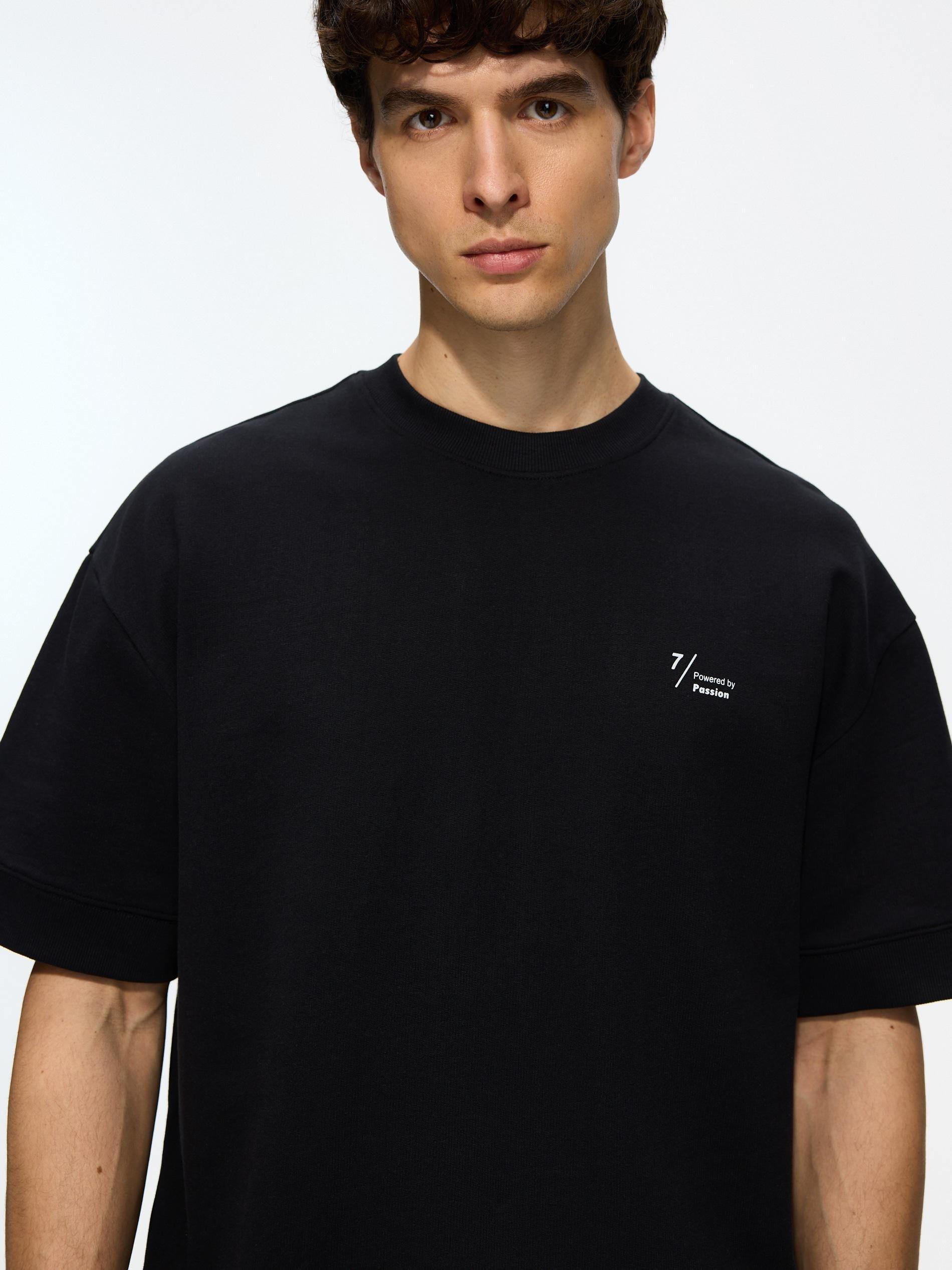 Black Boxy T-Shirt With Print, Black, large image number 0