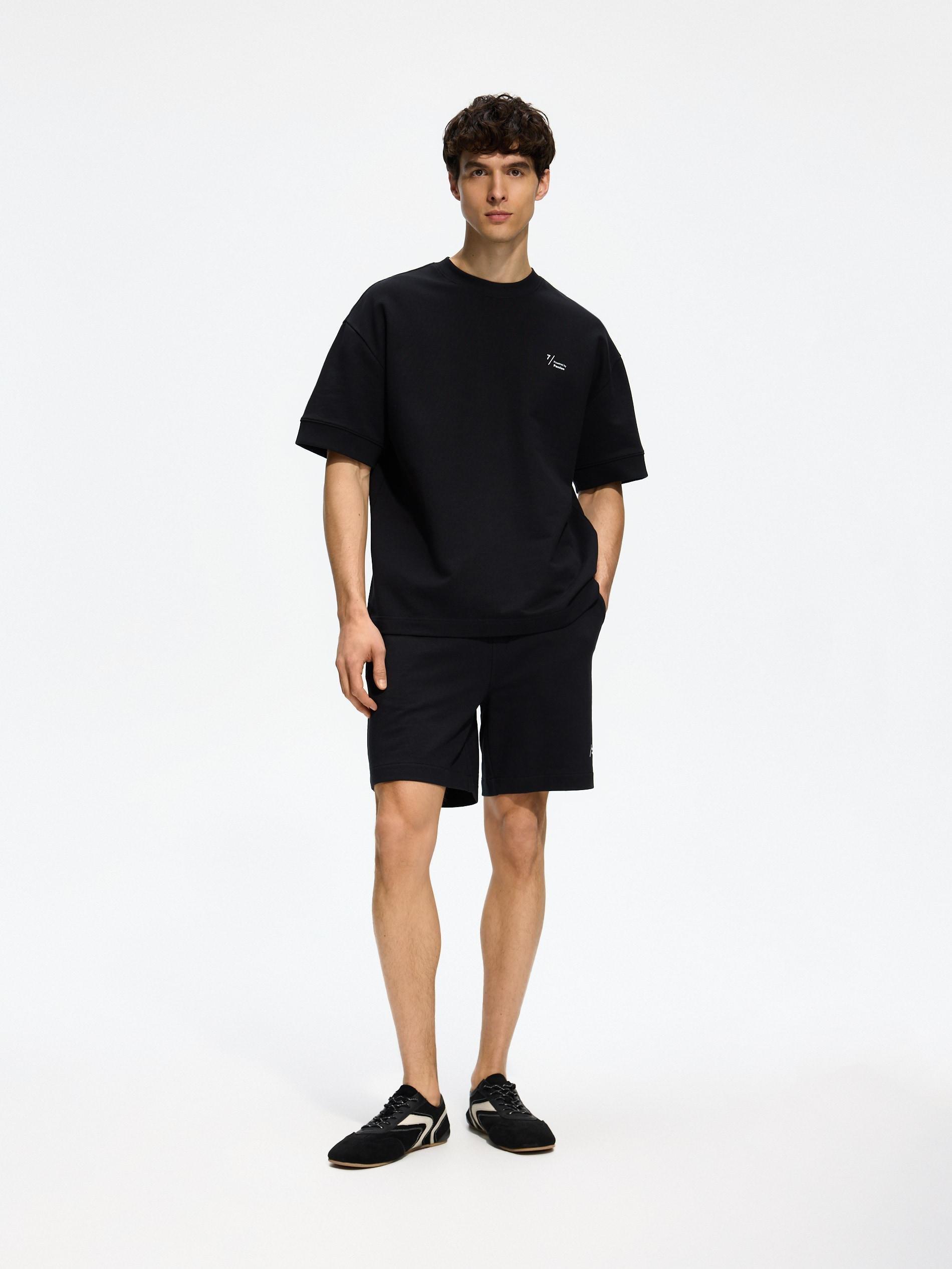 Black Boxy T-Shirt With Print, Black, large image number 1