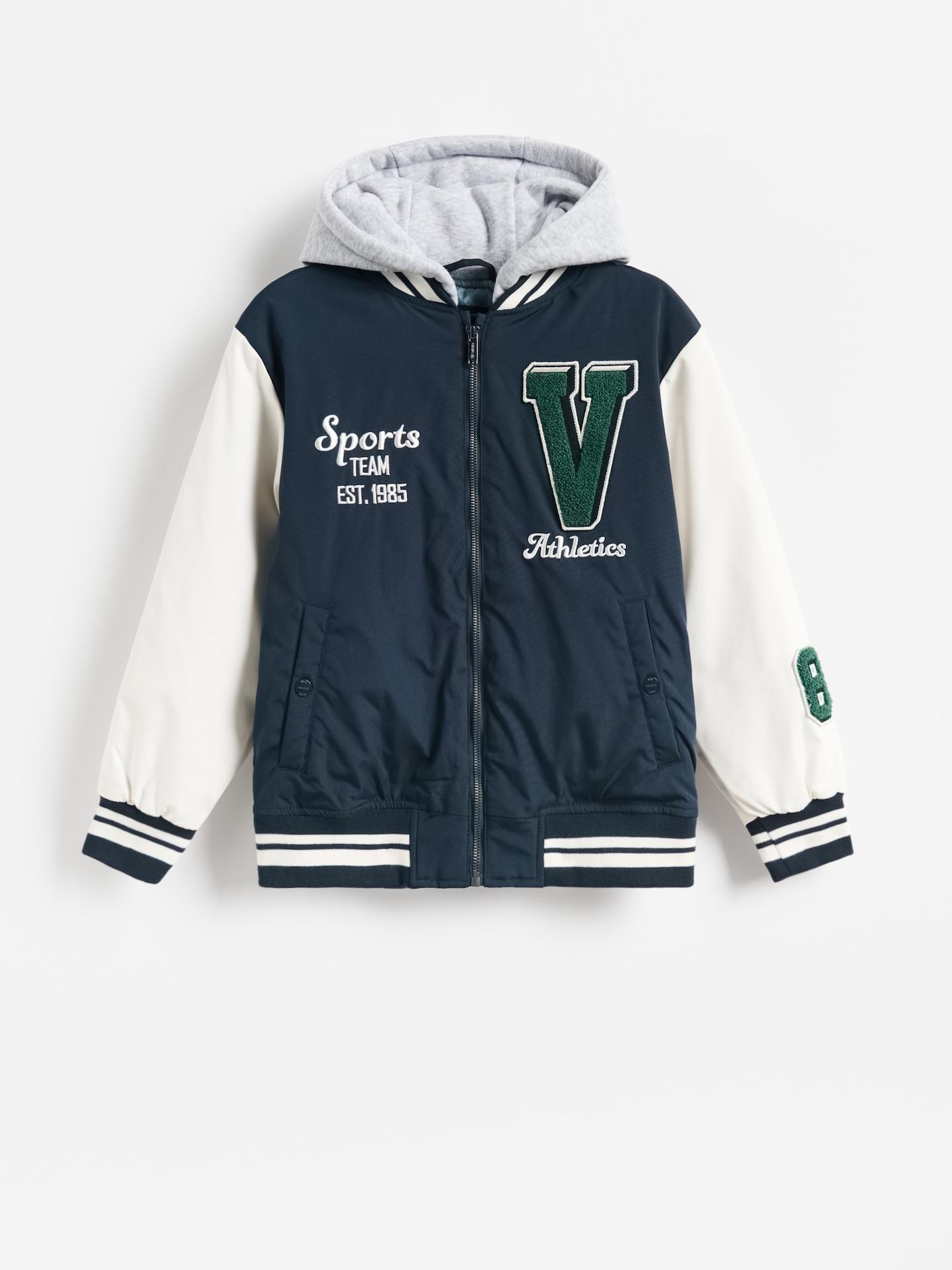 Navy Hooded Bomber Jacket, Navy, medium
