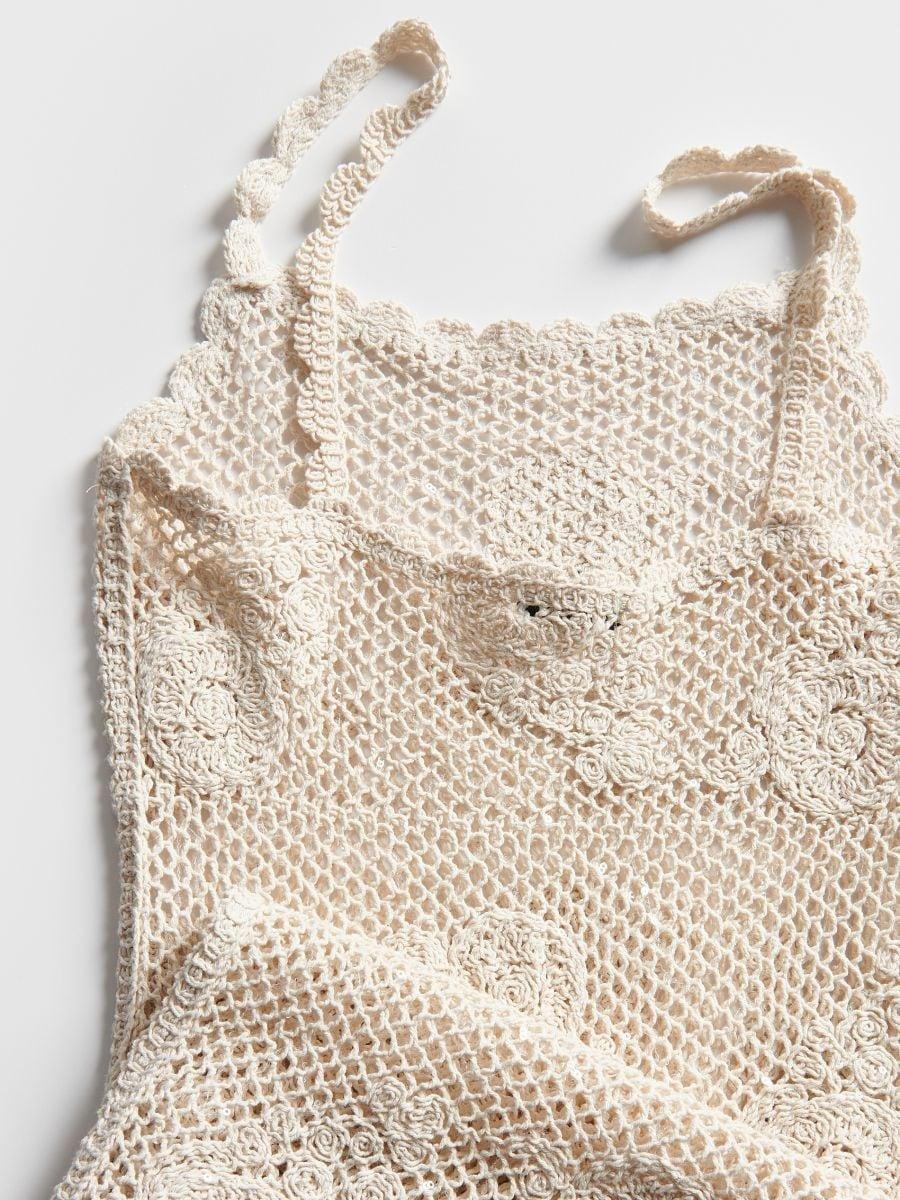 Cream Openwork Beach Cover Up, , large image number 1