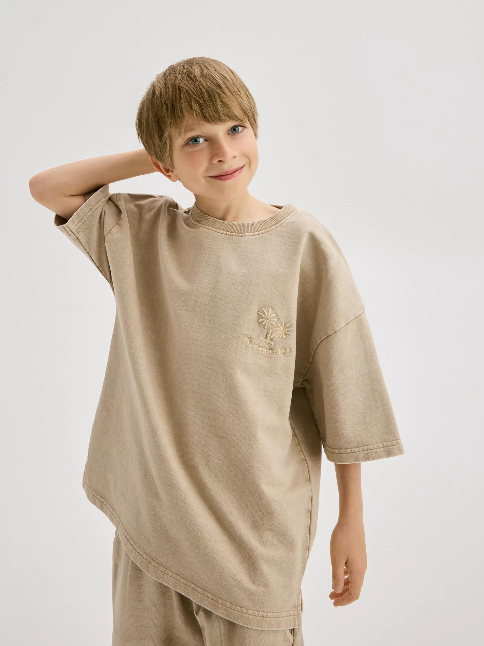 Beige Cotton Set With Shorts, , large image number 2
