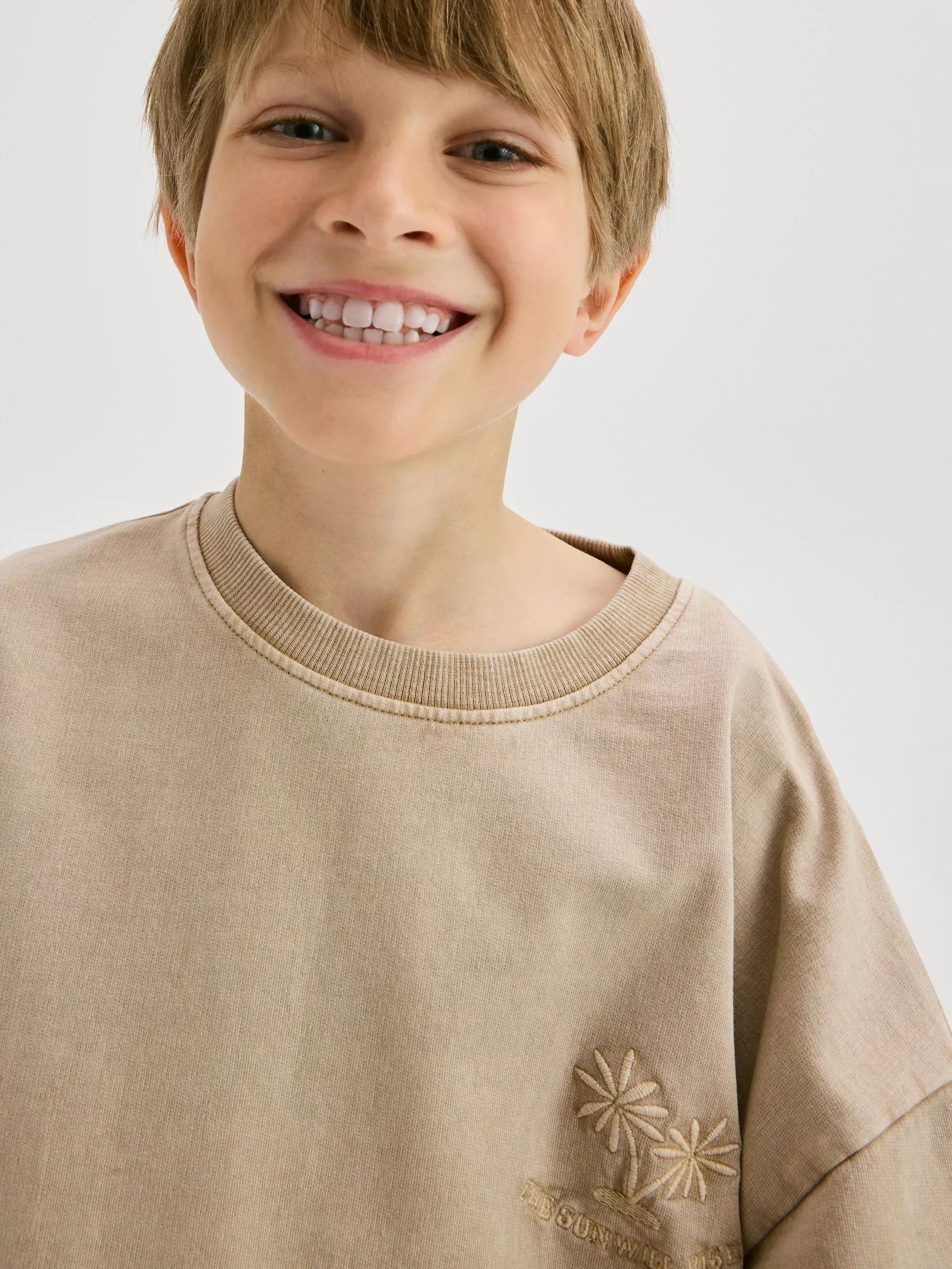 Beige Cotton Set With Shorts, , large image number 3
