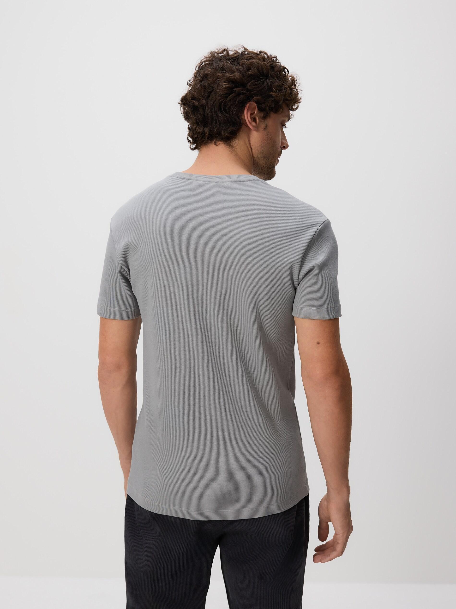 Grey Slim Fit Cotton T-Shirt, Light grey, large image number 3