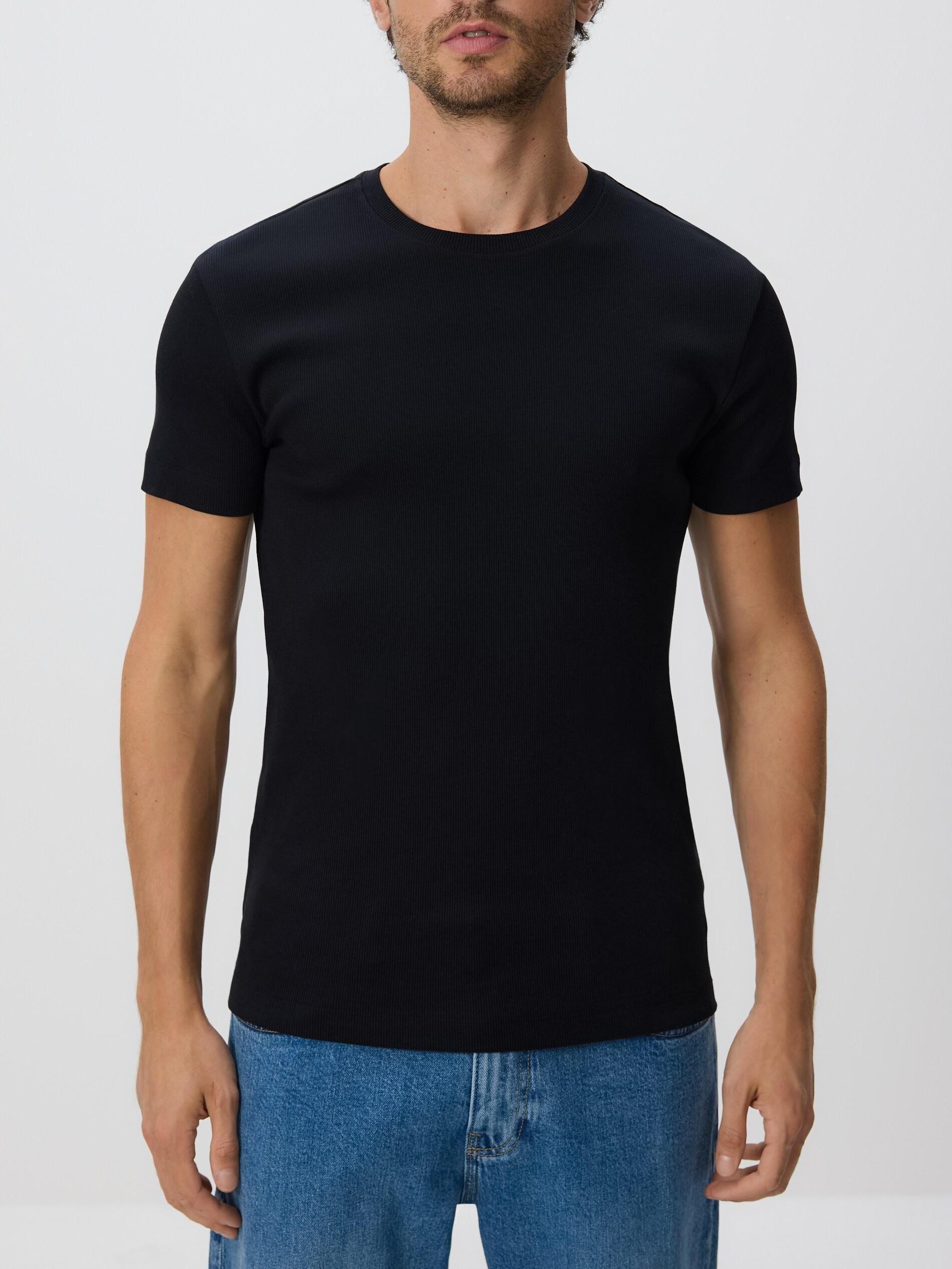 تيشيرت قطن أسود بقصة سليم, Black, large image number 2