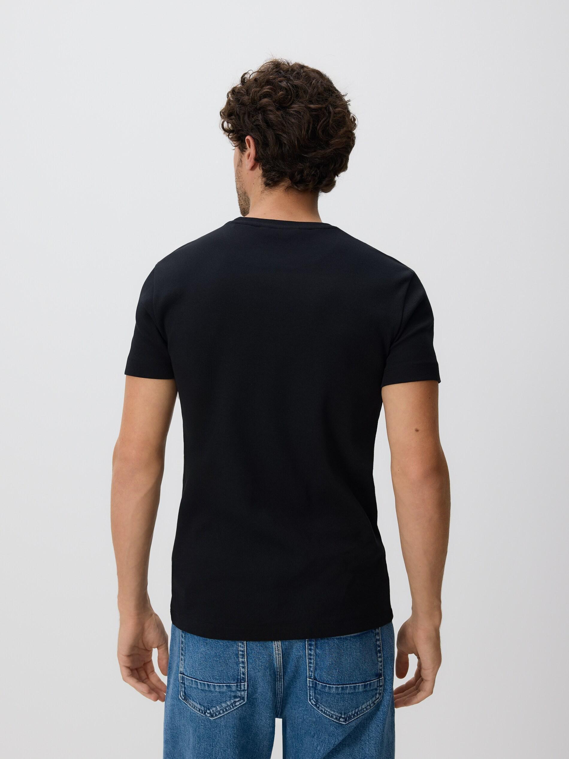 تيشيرت قطن أسود بقصة سليم, Black, large image number 3