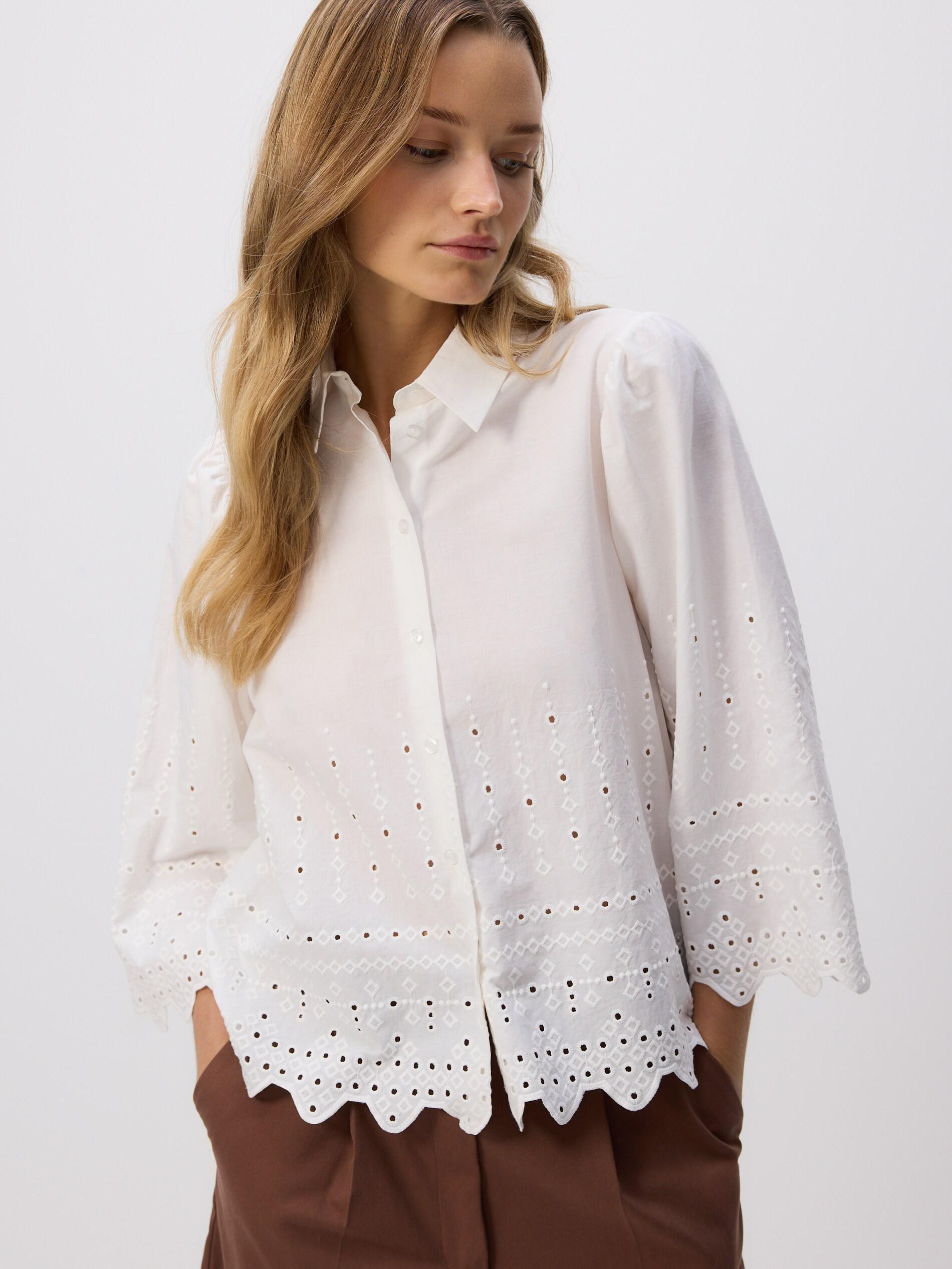 WHITE Shirt with openwork pattern, White, large image number 1