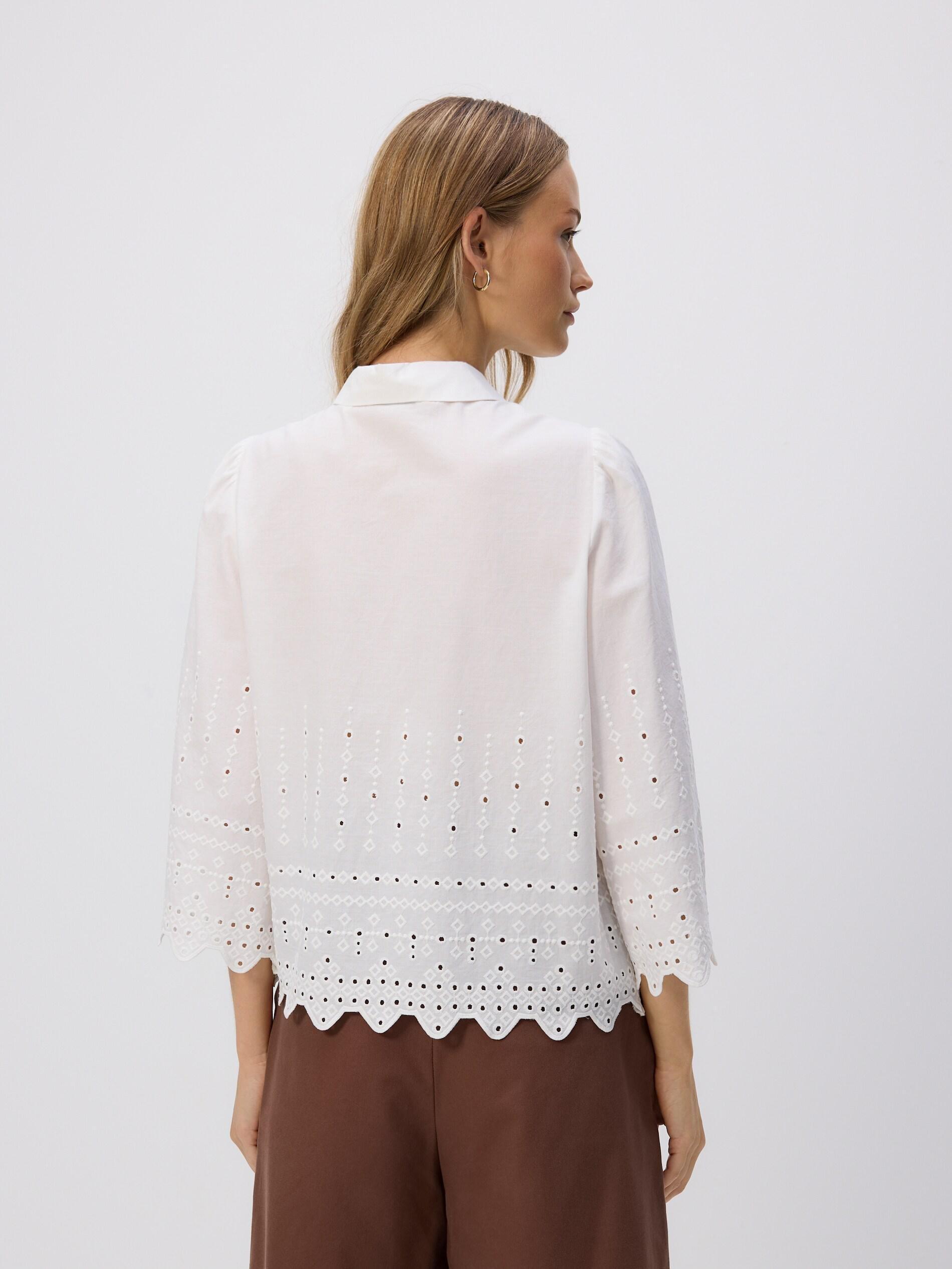 WHITE Shirt with openwork pattern, White, large image number 4