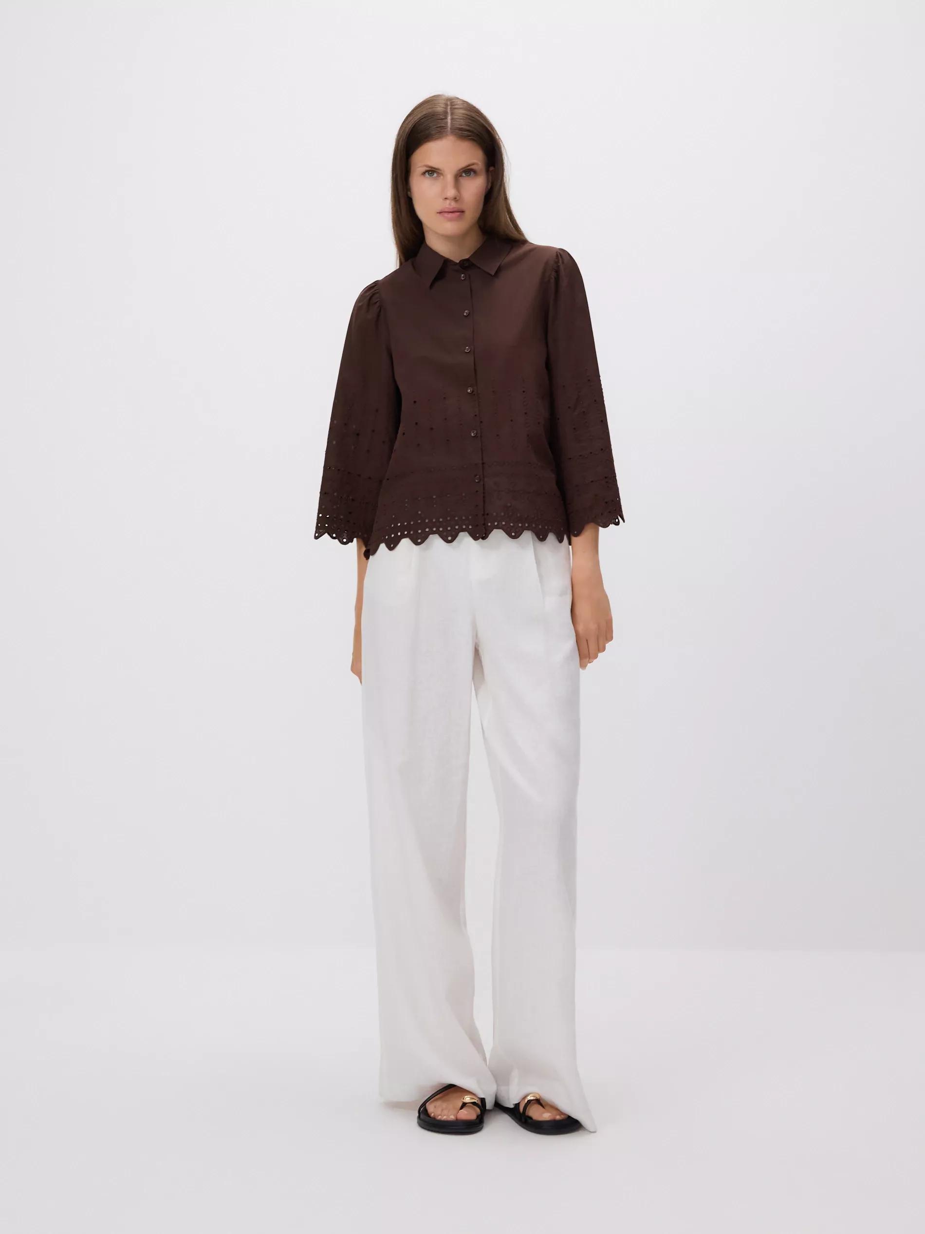 DARK BROWN Shirt with openwork pattern, , large image number 2