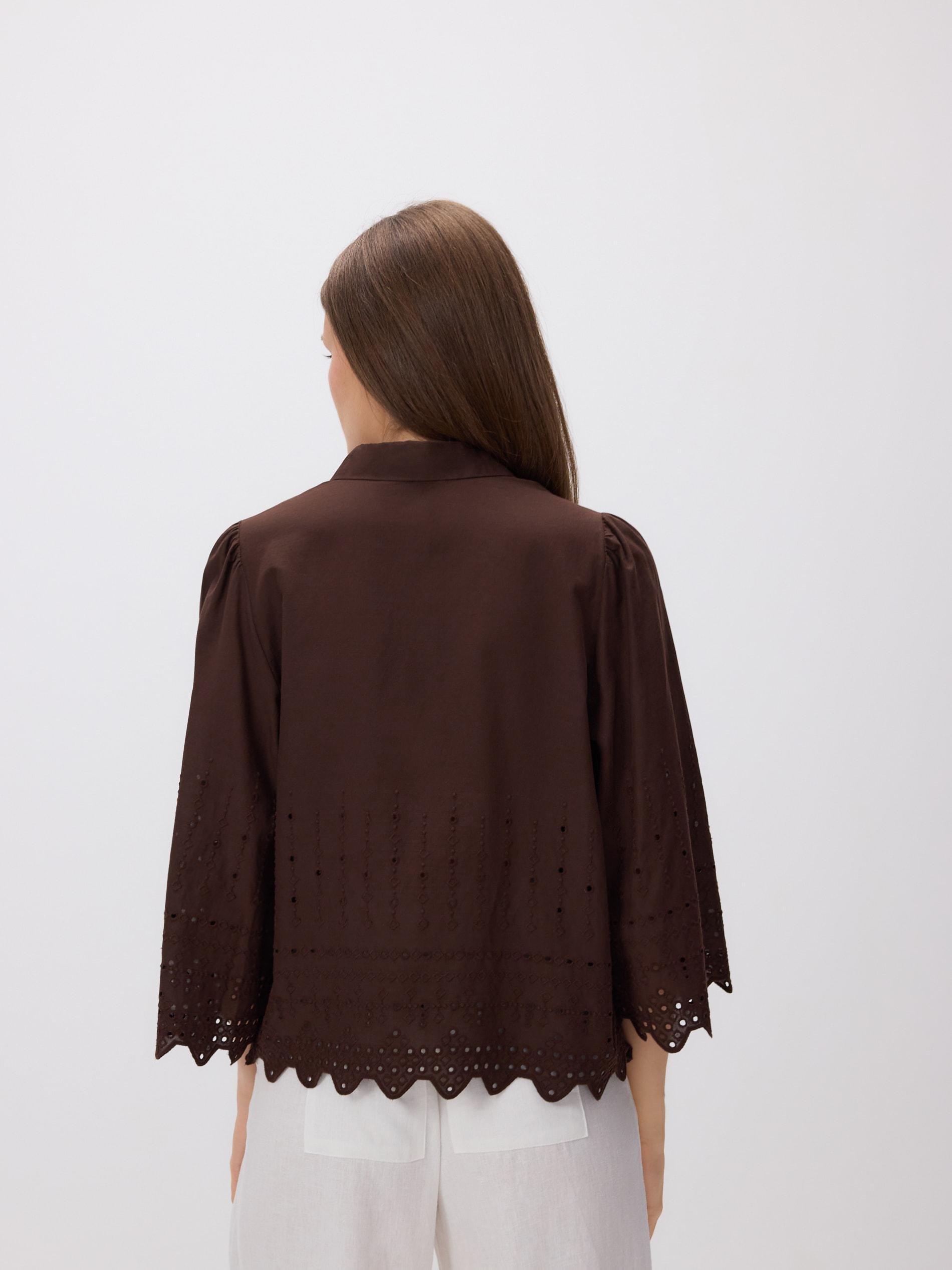 DARK BROWN Shirt with openwork pattern, , large image number 4