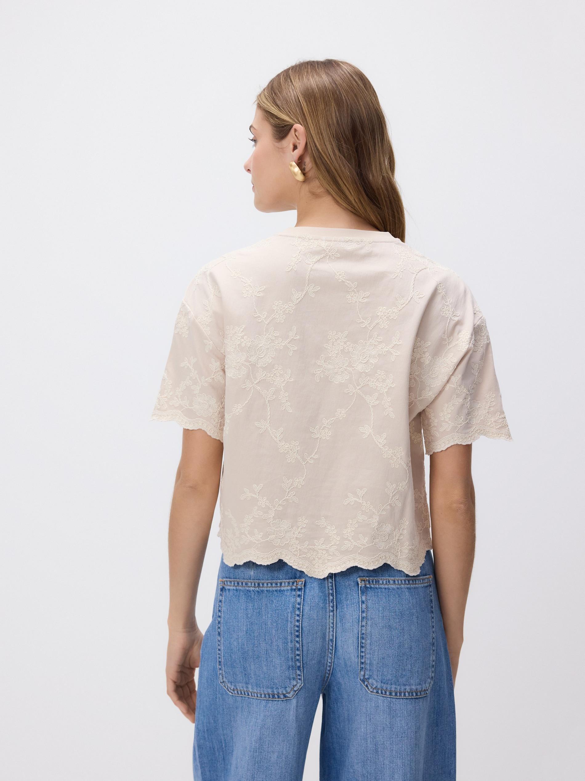 Beige T-Shirt With Decorative Embroidery, Beige, large image number 1