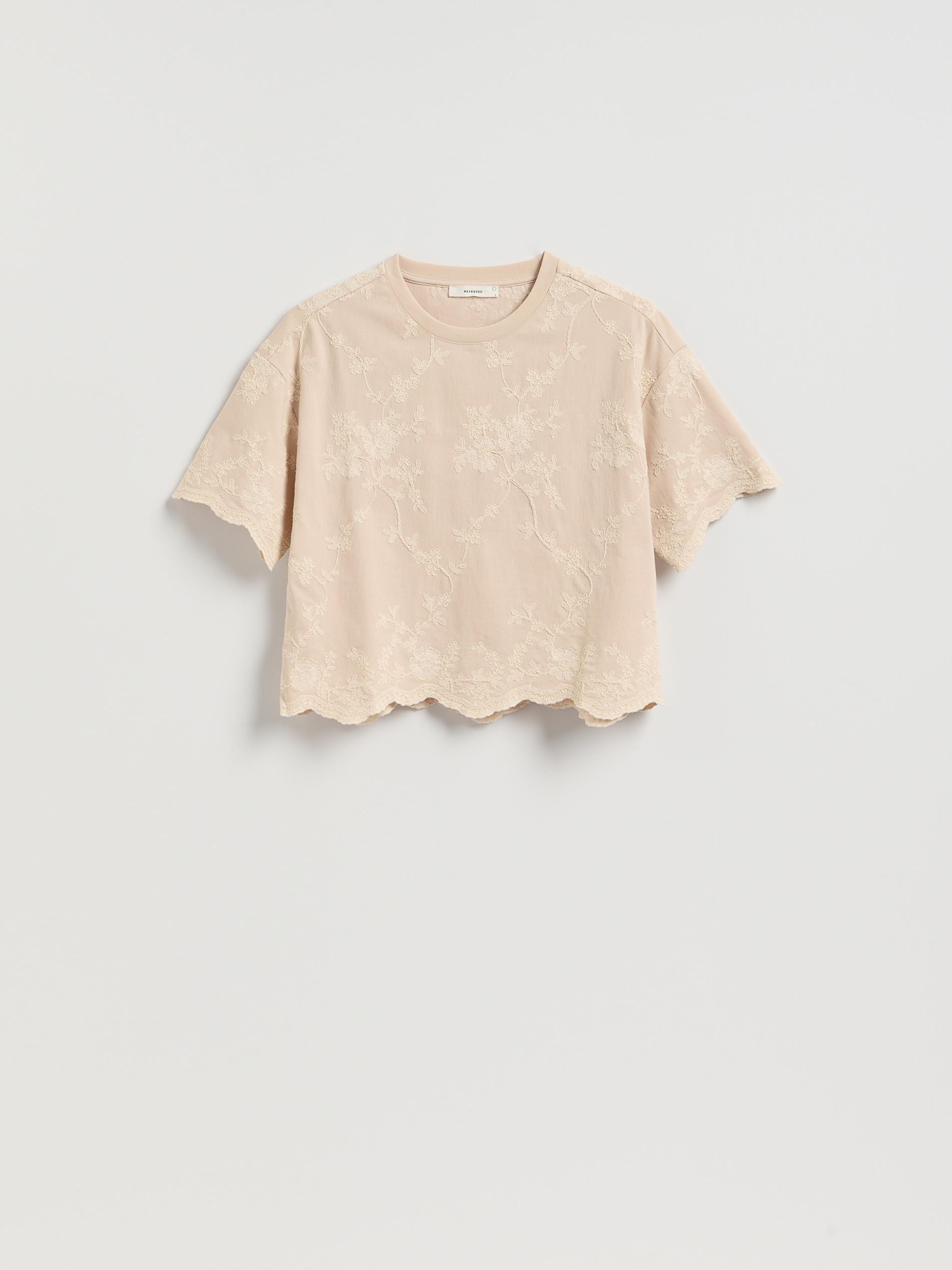 Beige T-Shirt With Decorative Embroidery, Beige, large image number 4