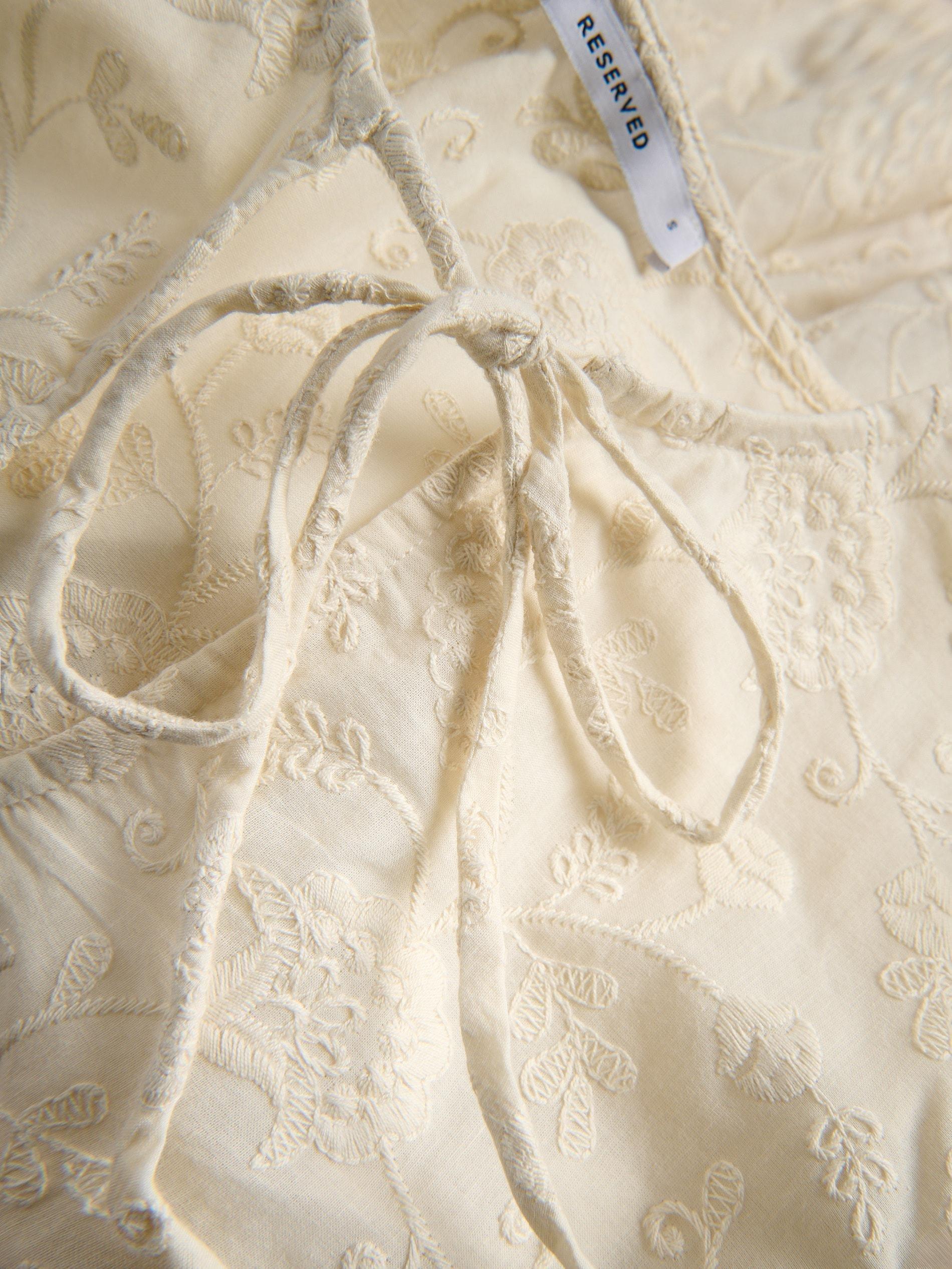 Beige Cotton Blouse With Embroidery, Ivory, large image number 7