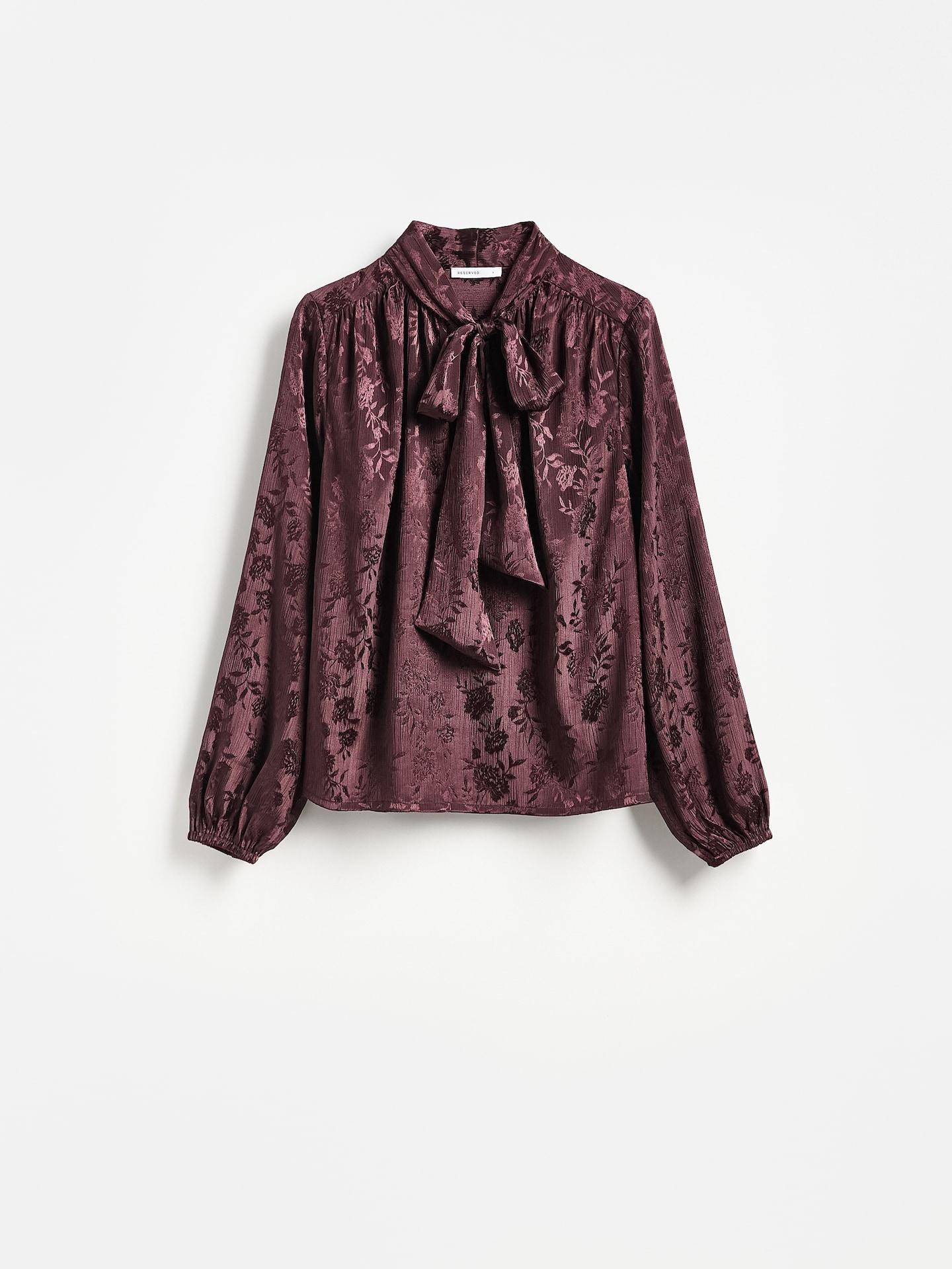 Brown Patterned Blouse, Brown, medium