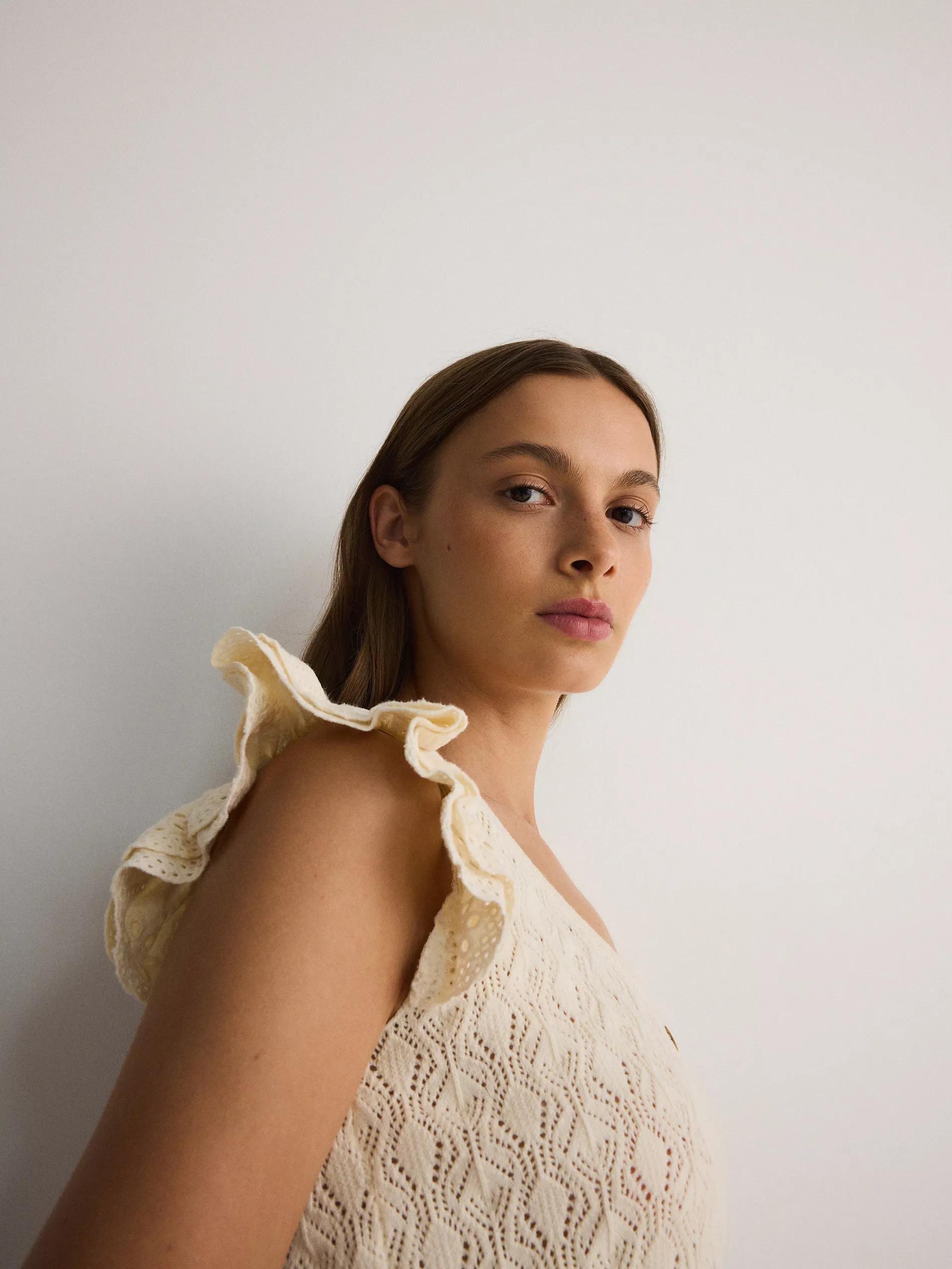 Beige Openwork Top, , large image number 2