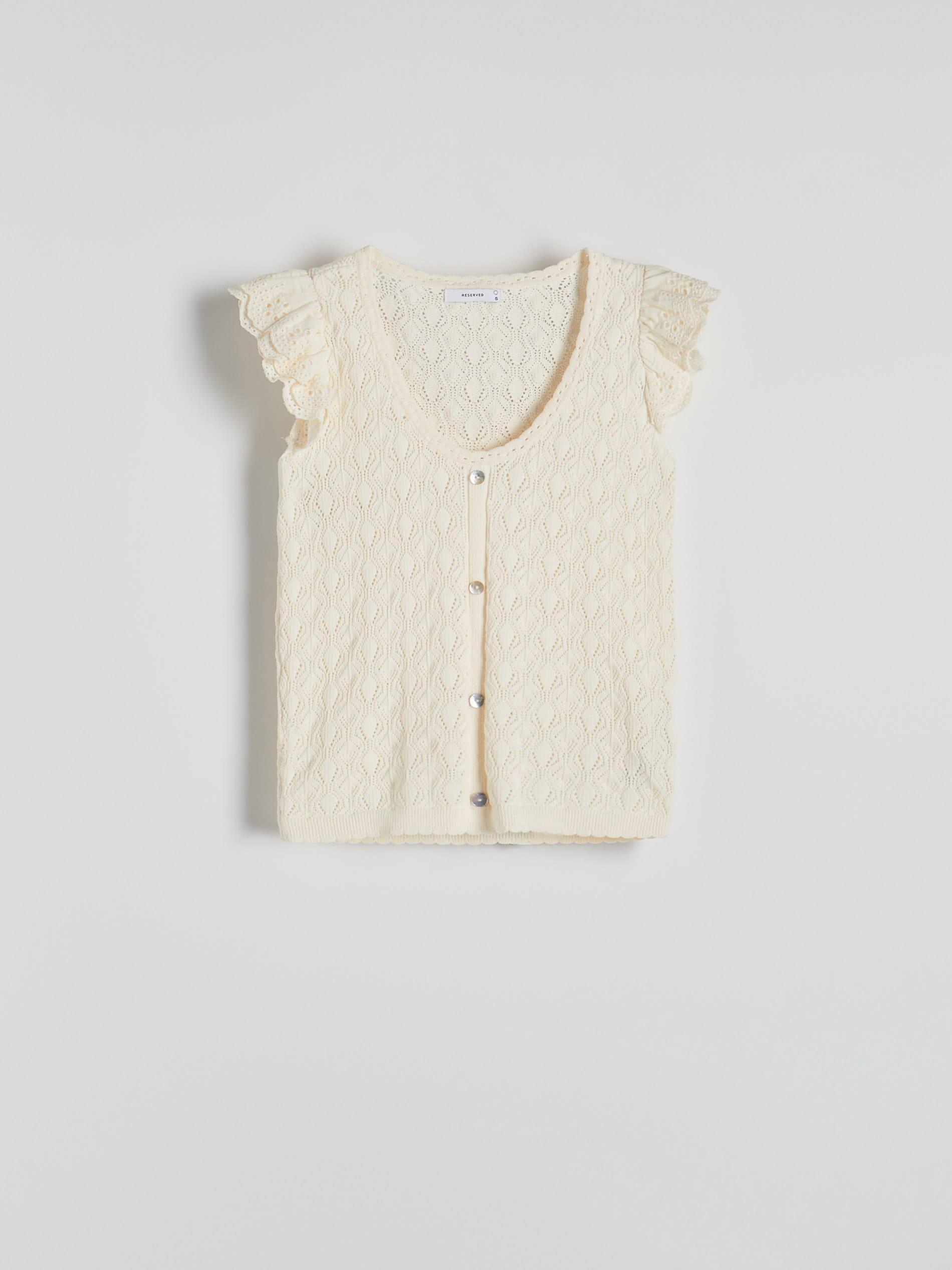 Beige Openwork Top, , large image number 4