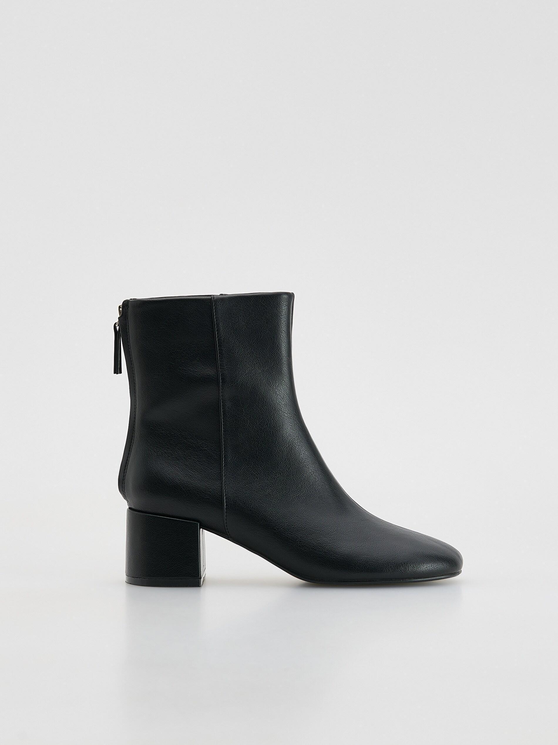 Black Heeled Ankle Boots, Black, large image number 0