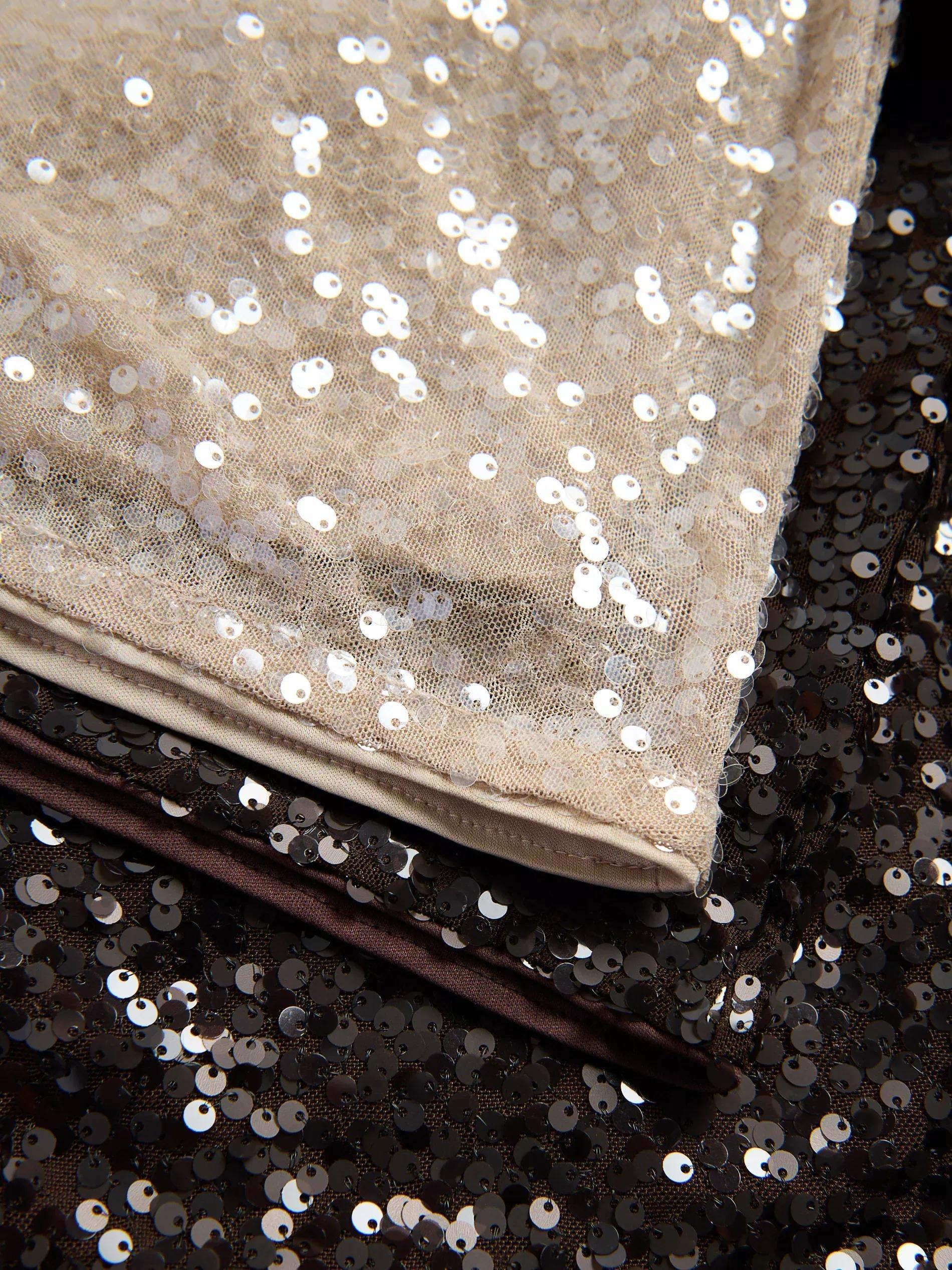 Beige Sequin Boxy T-Shirt, Ivory, large image number 5