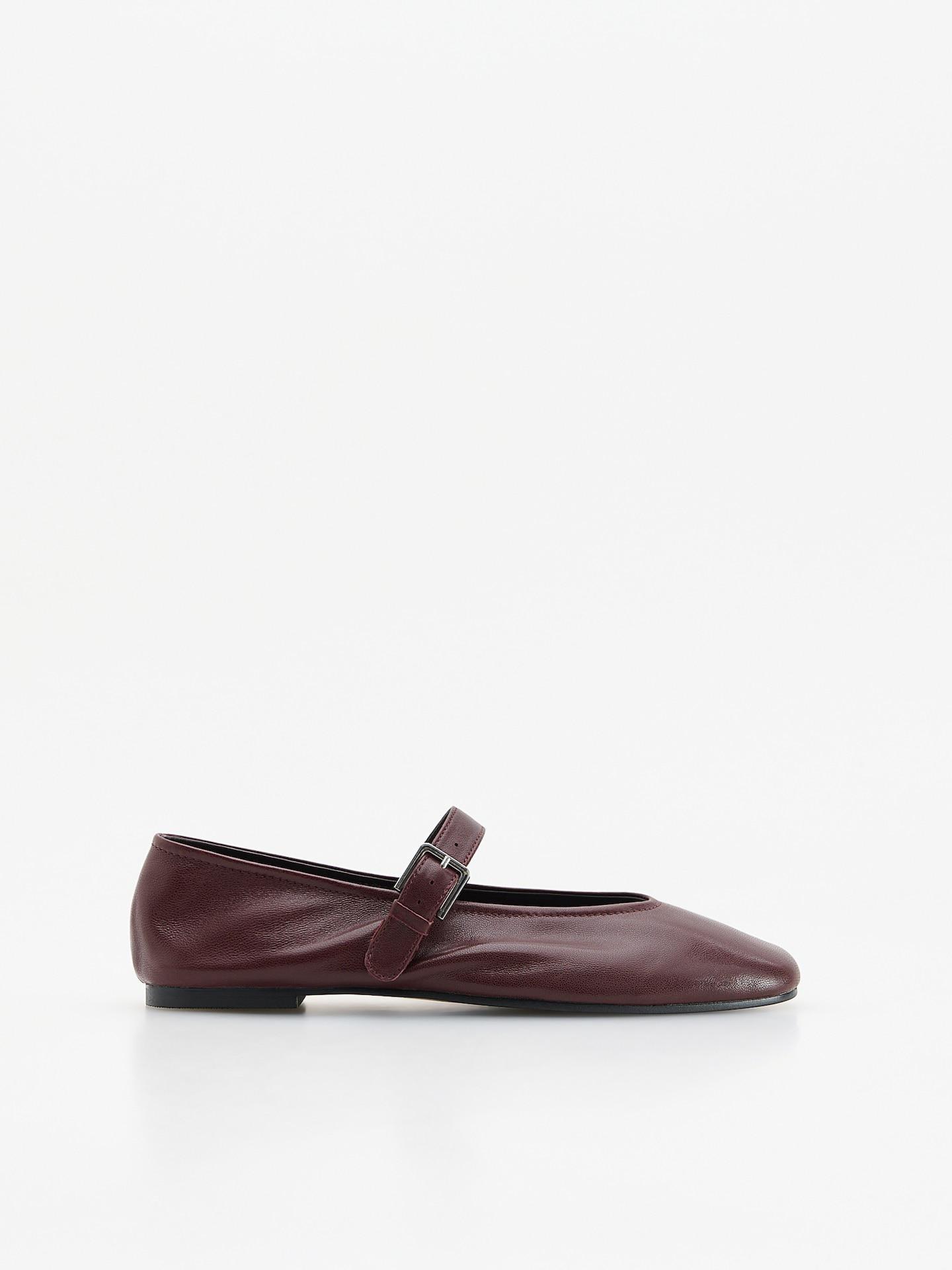 Red Sheepskin Ballet Flats, Burgundy, medium