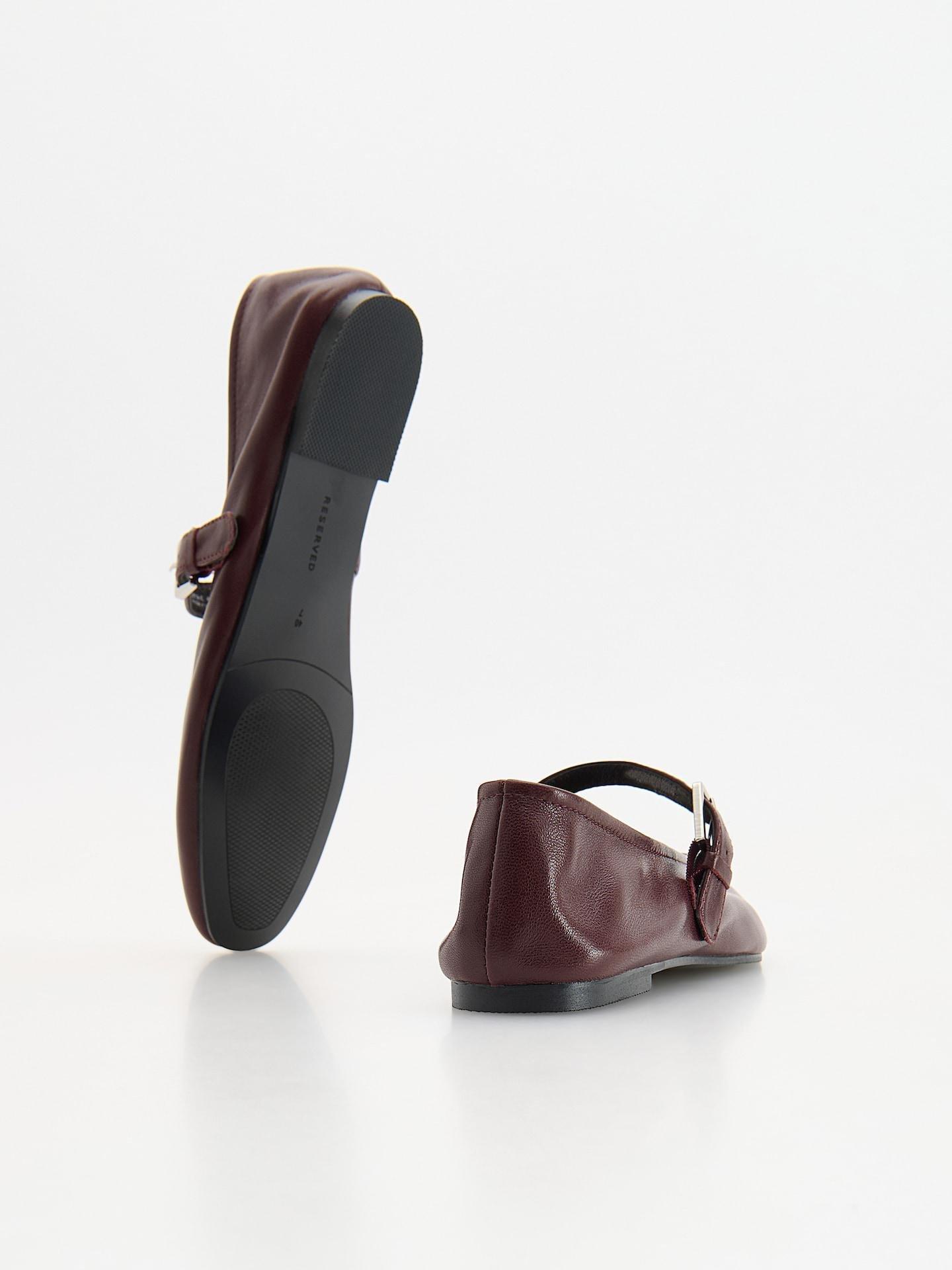 Red Sheepskin Ballet Flats, Burgundy, medium
