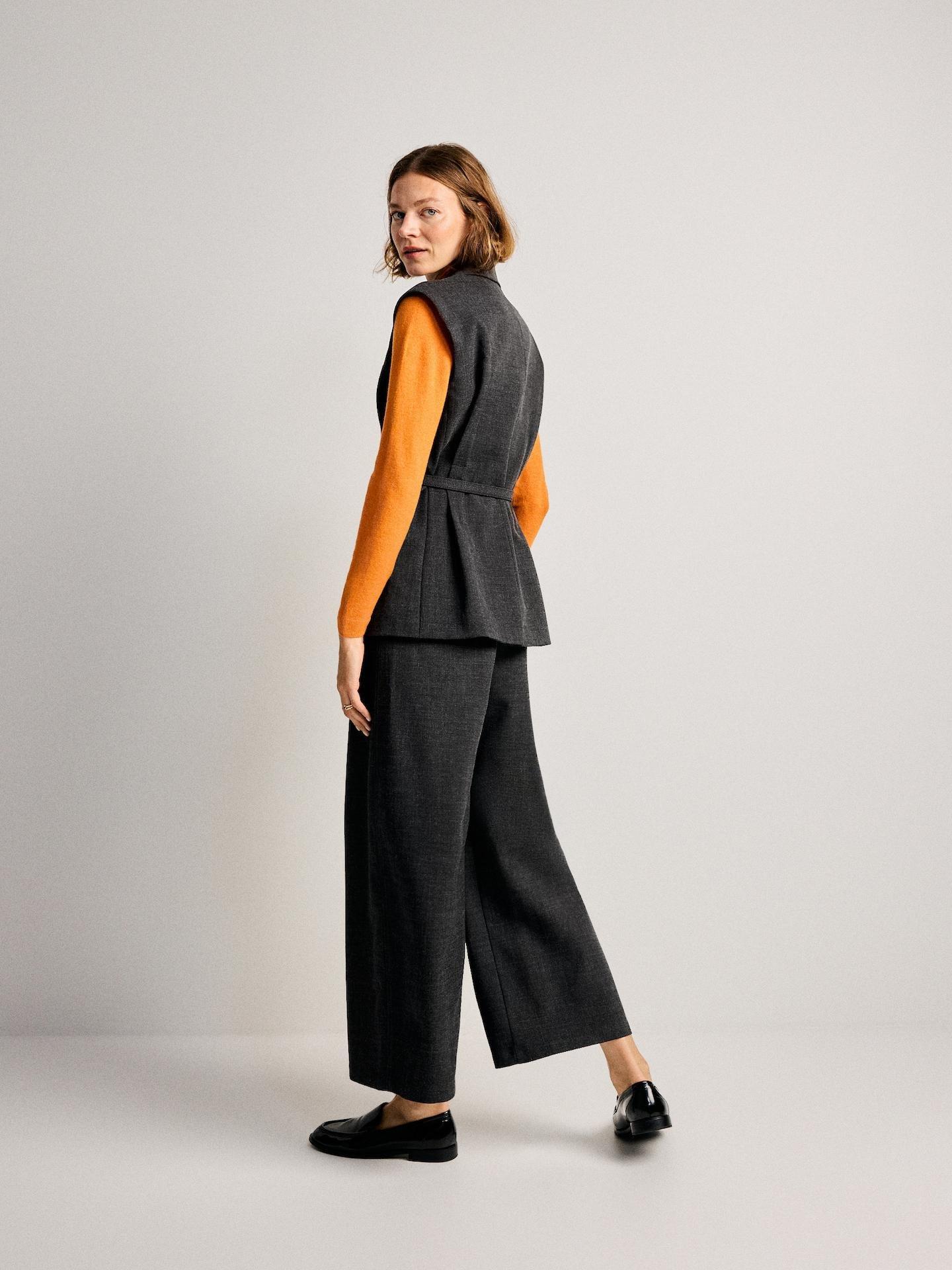 Grey Vest With Belt, Grey, large image number 1