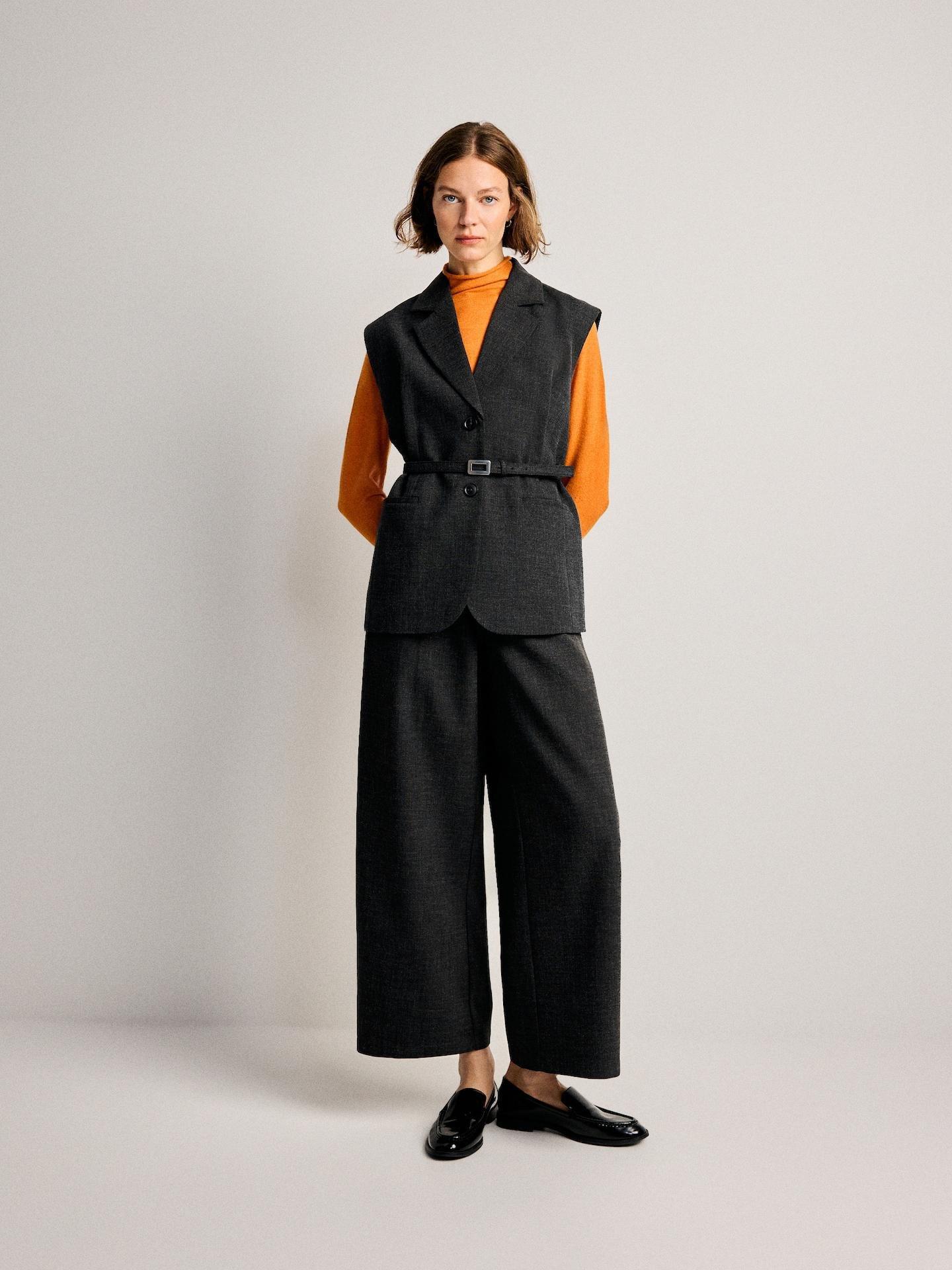 Grey Vest With Belt, Grey, large image number 2