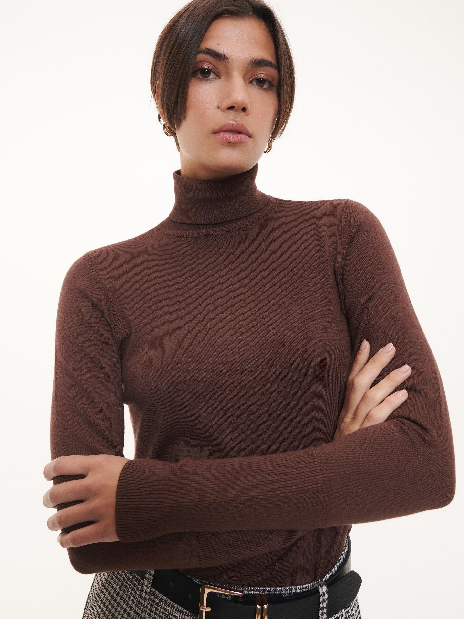 Brown Roll Neck Jumper, , large image number 1