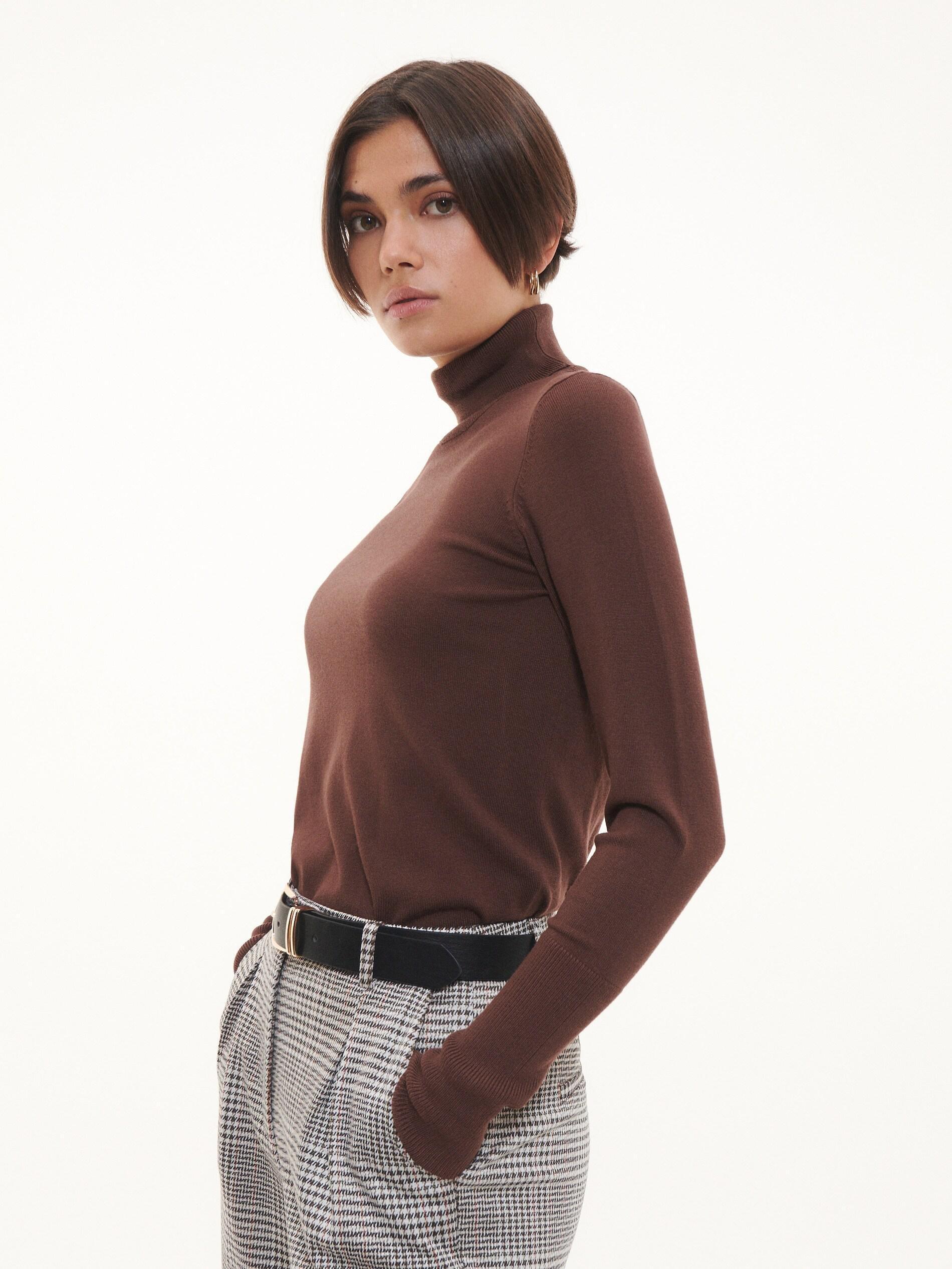 Brown Roll Neck Jumper, , large image number 2