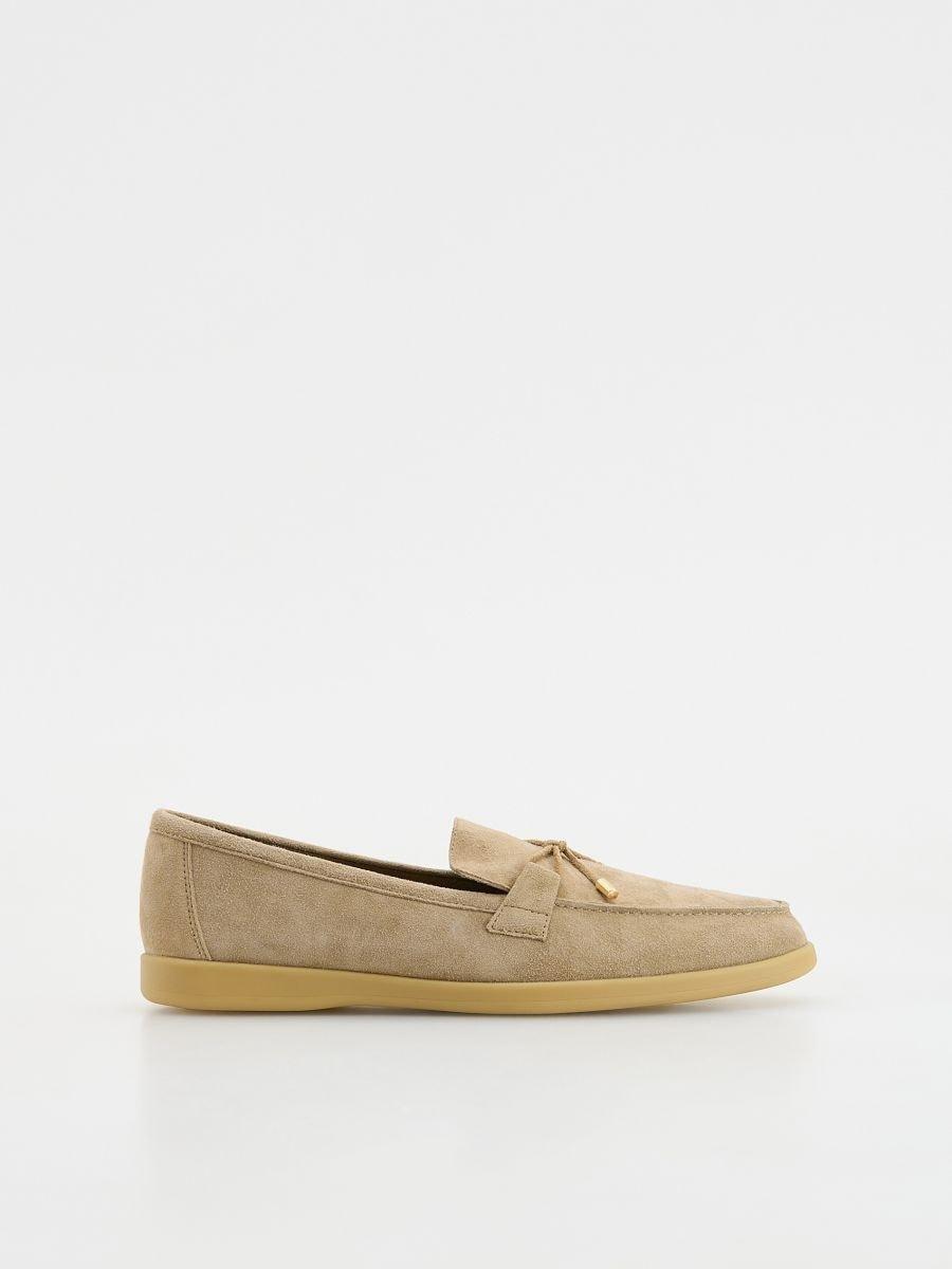 Beige Suede Loafers, , medium