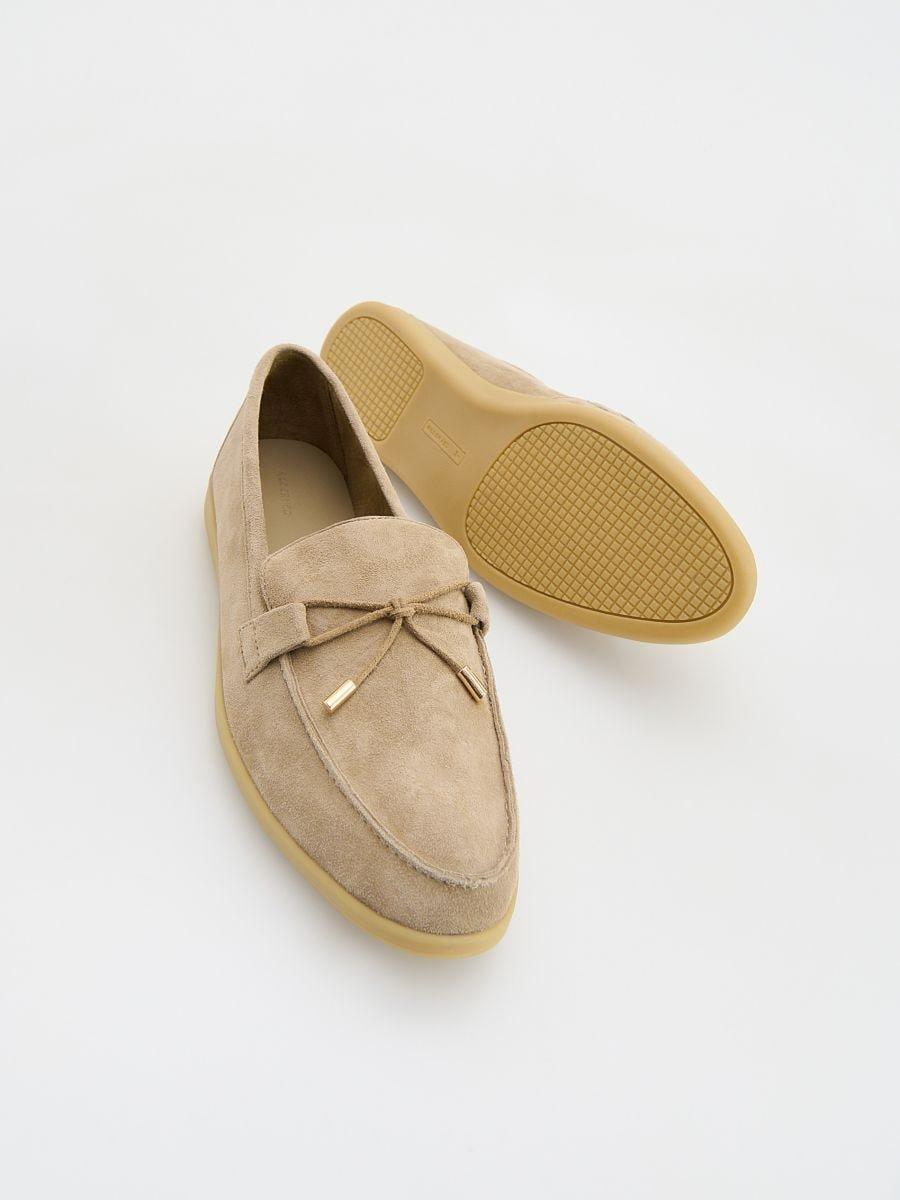 Beige Suede Loafers, , large image number 1