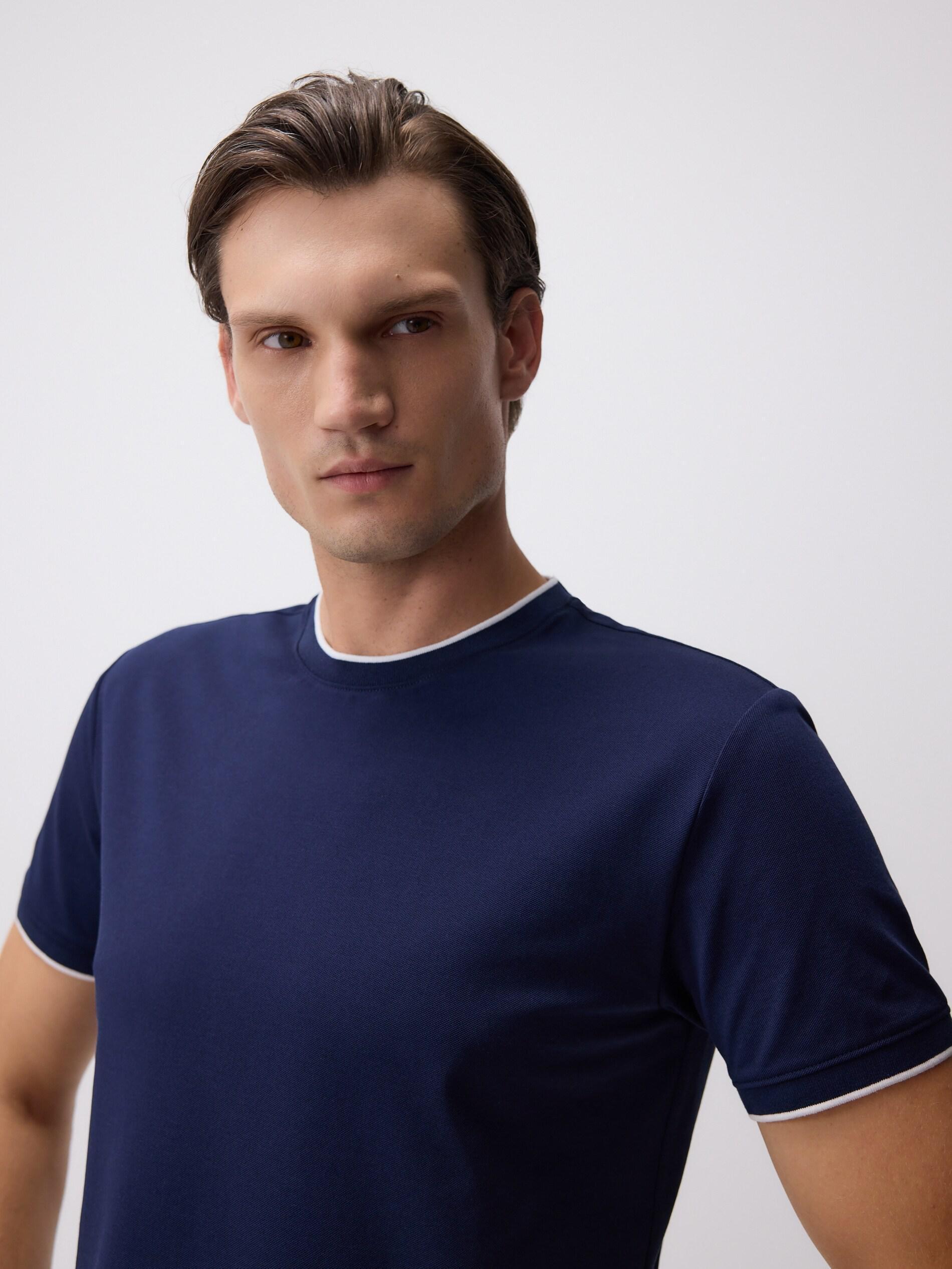 Navy Regular Fit Mercerised Cotton Rich T-Shirt, Navy, large image number 0