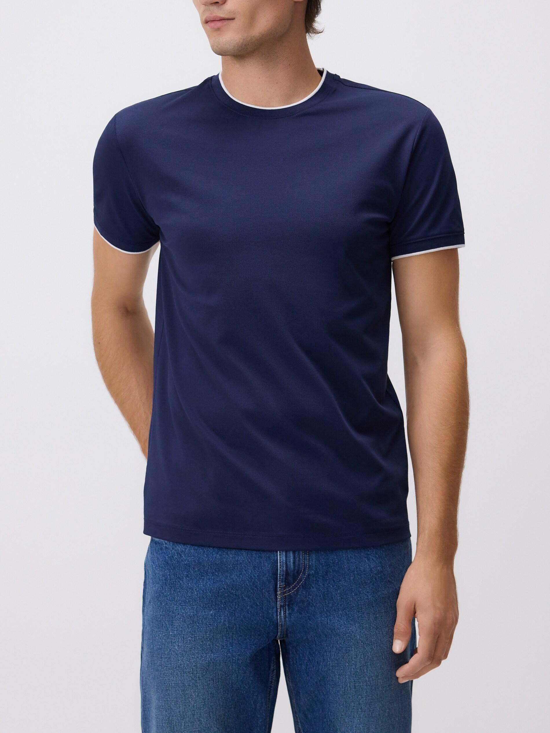 Navy Regular Fit Mercerised Cotton Rich T-Shirt, Navy, large image number 1