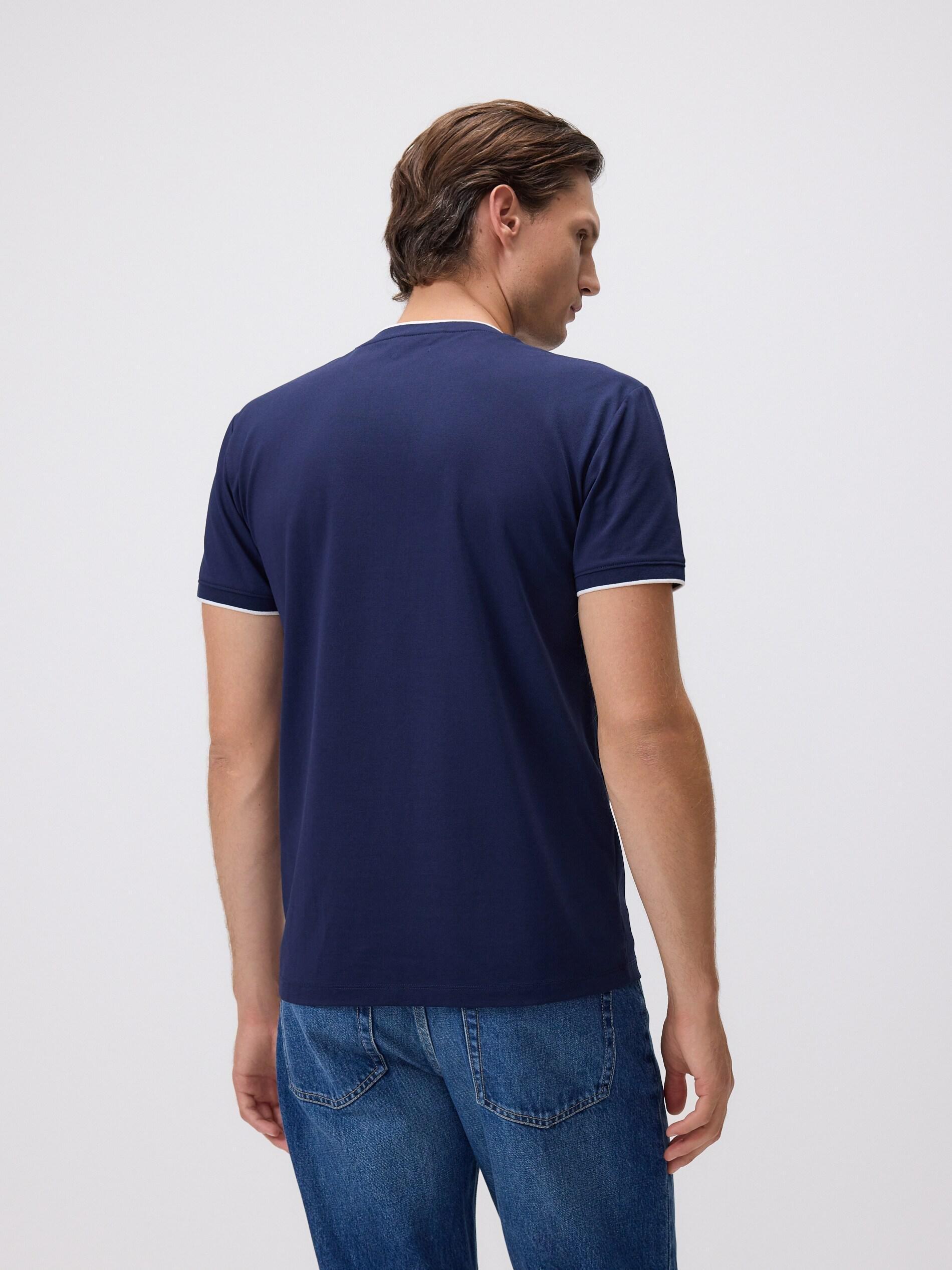 Navy Regular Fit Mercerised Cotton Rich T-Shirt, Navy, large image number 3