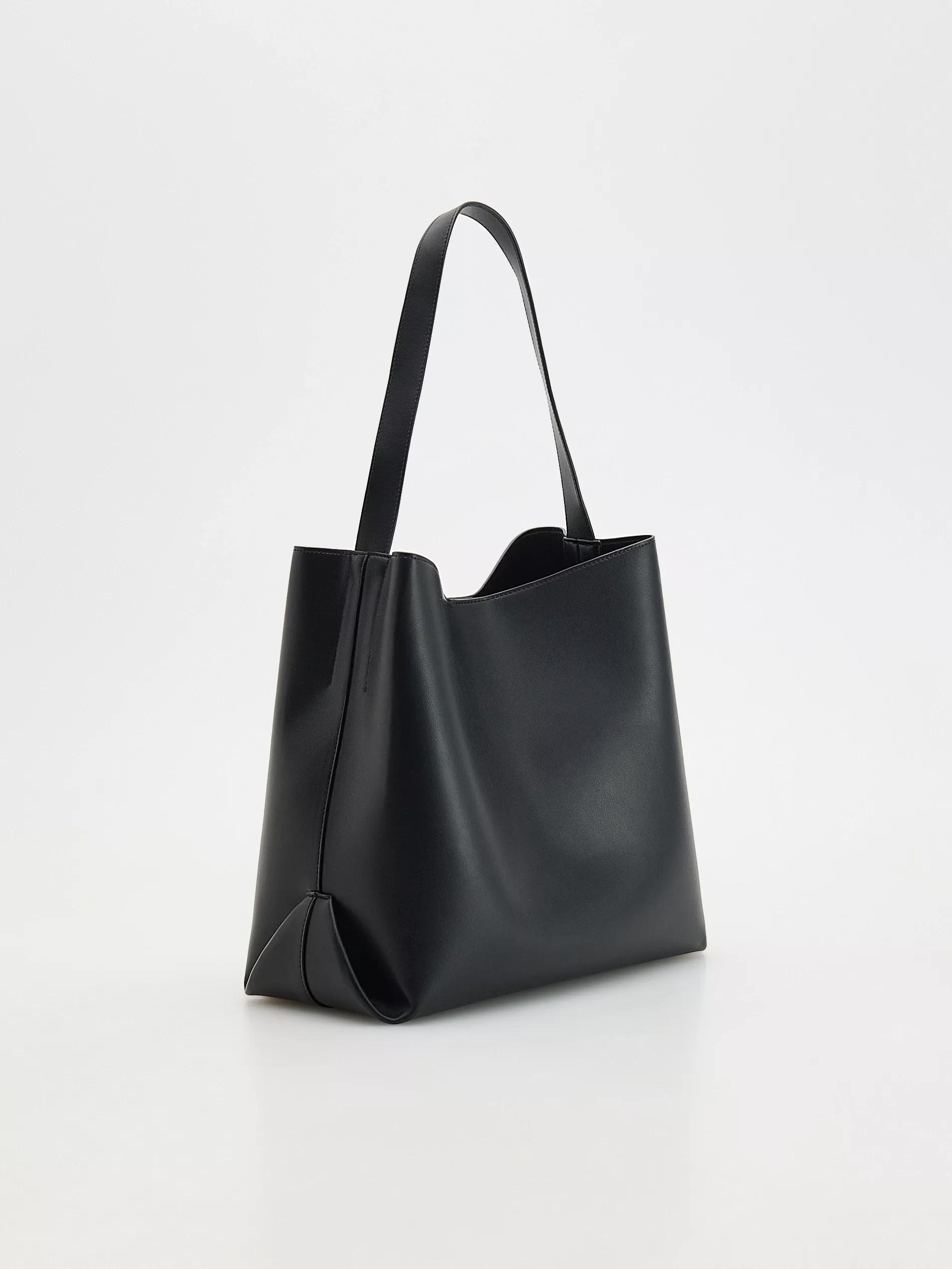 Black Shopping Bag, Black, large image number 1