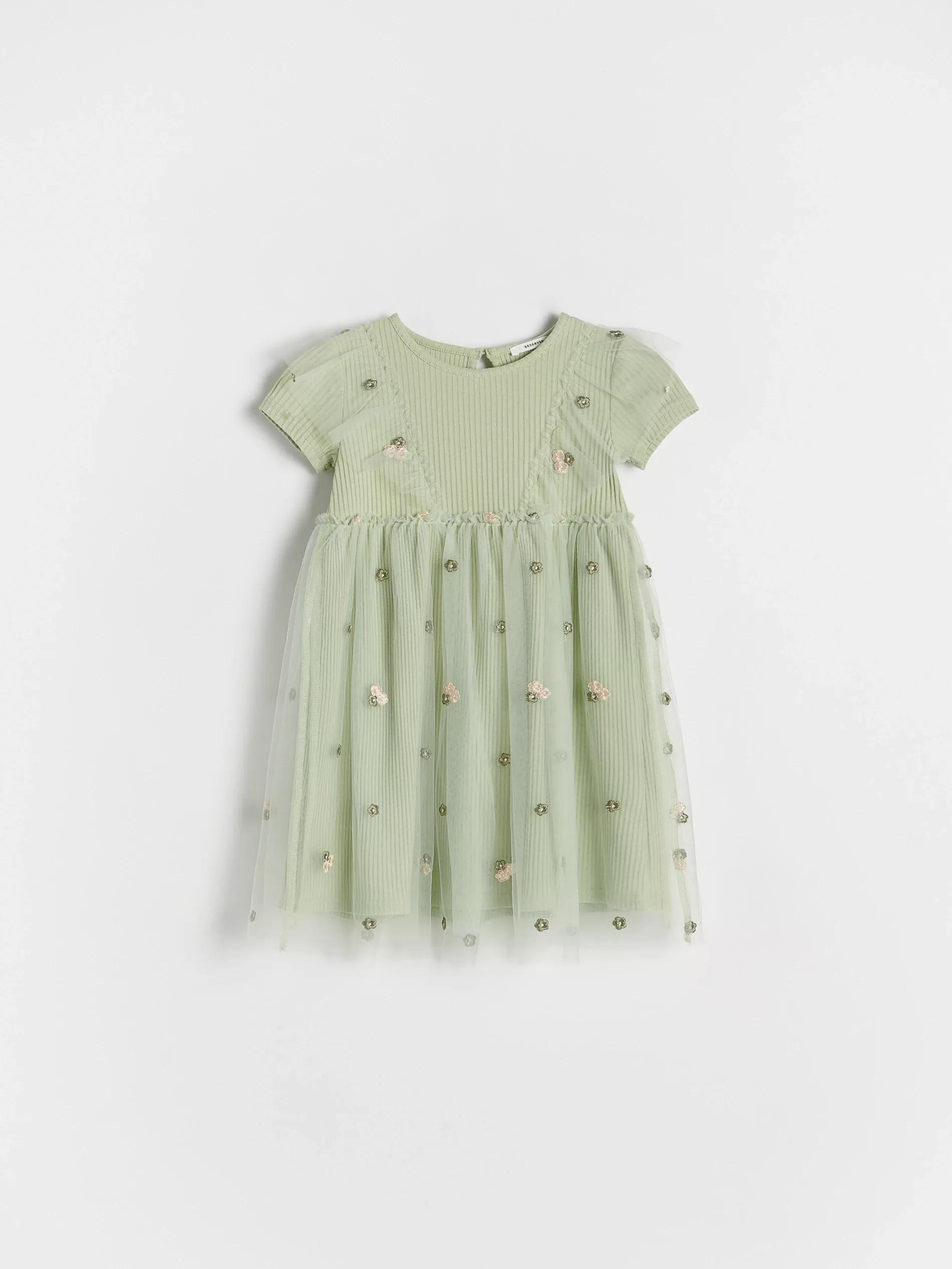 Green Dress With Tulle Hem, Kids Girls, , large image number 0