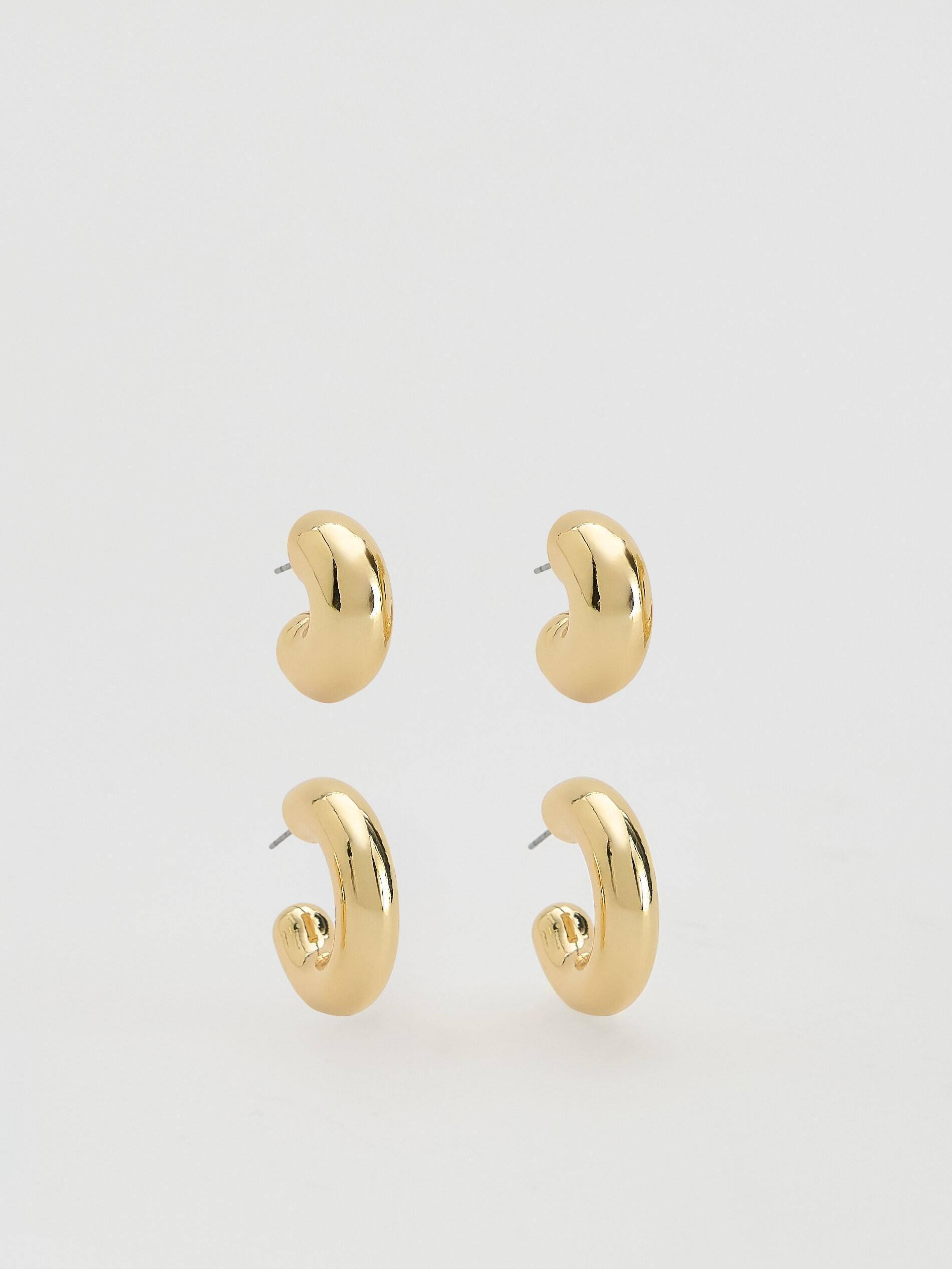 Gold Earrings Set, Golden, medium
