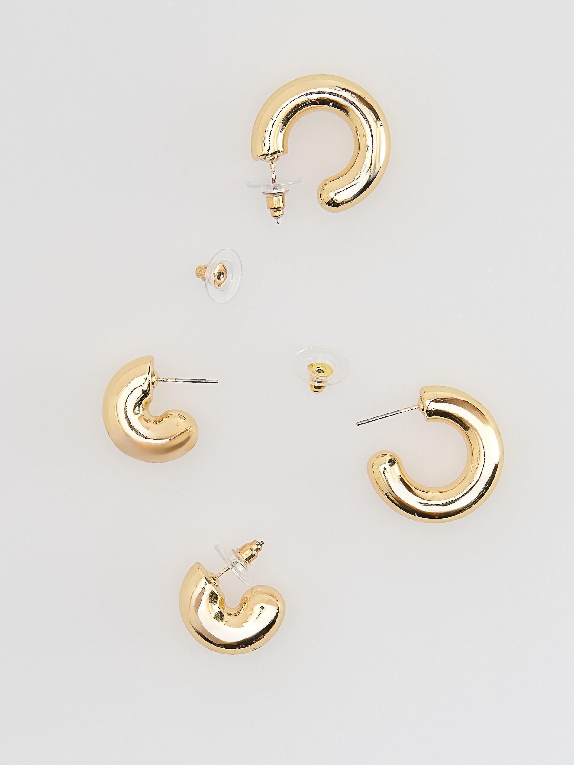 Gold Earrings Set, Golden, large image number 1