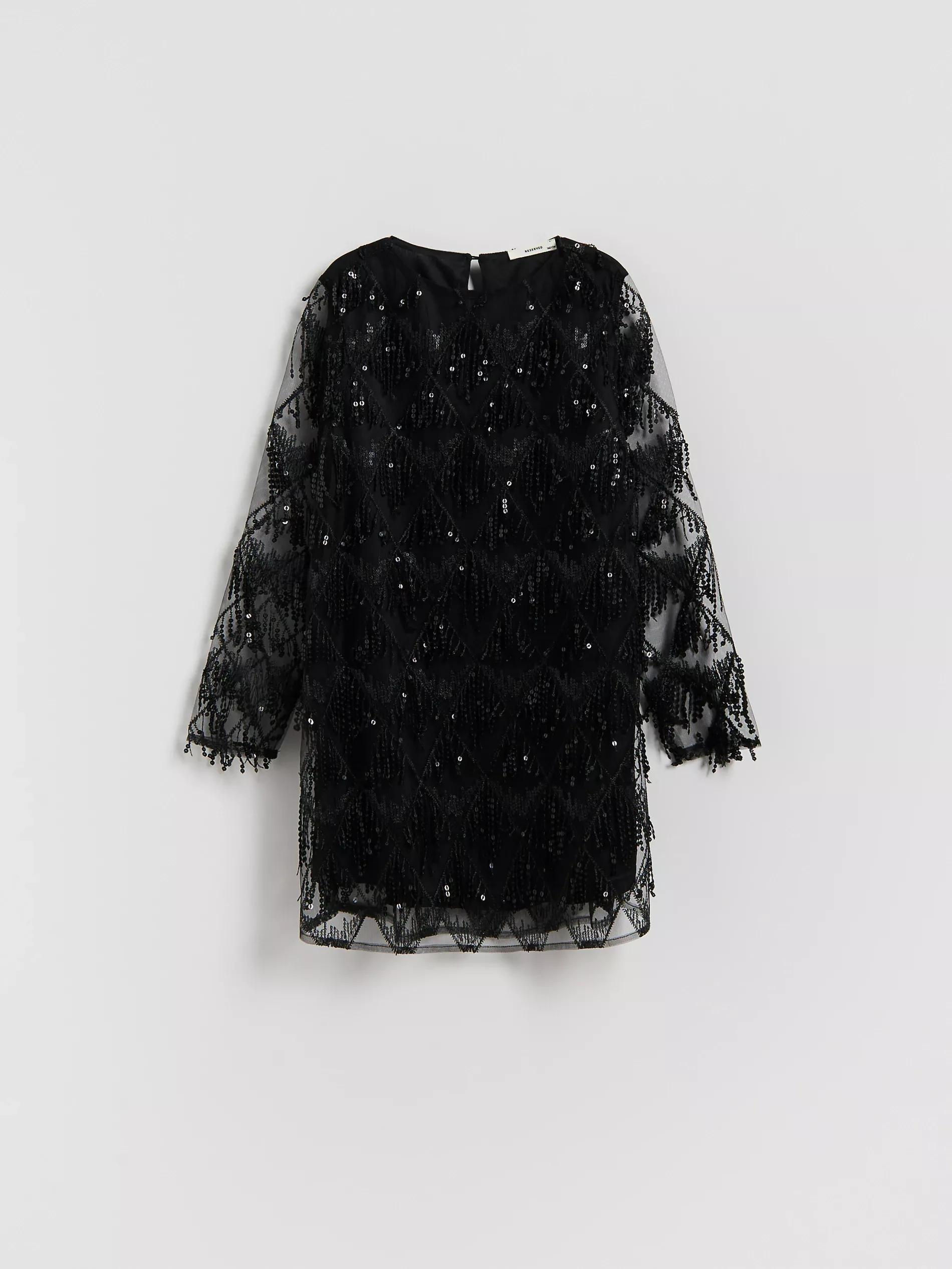 Black Sequin Dress, Black, large image number 0