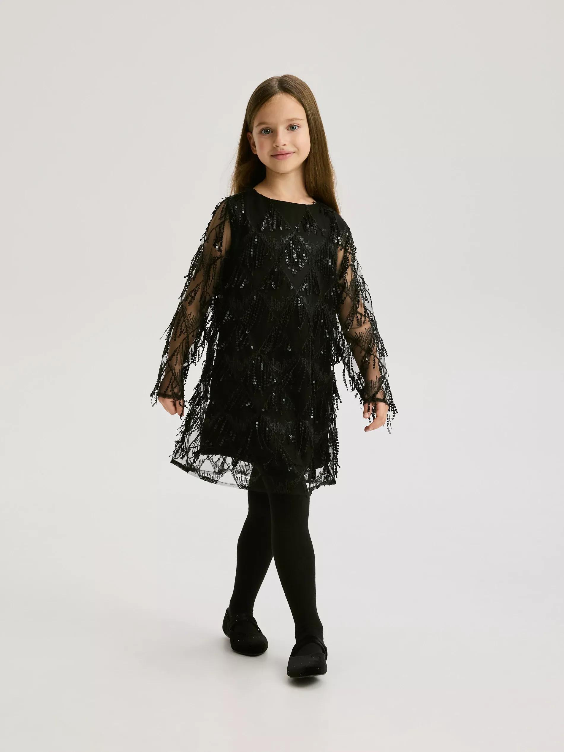 Black Sequin Dress, Black, medium