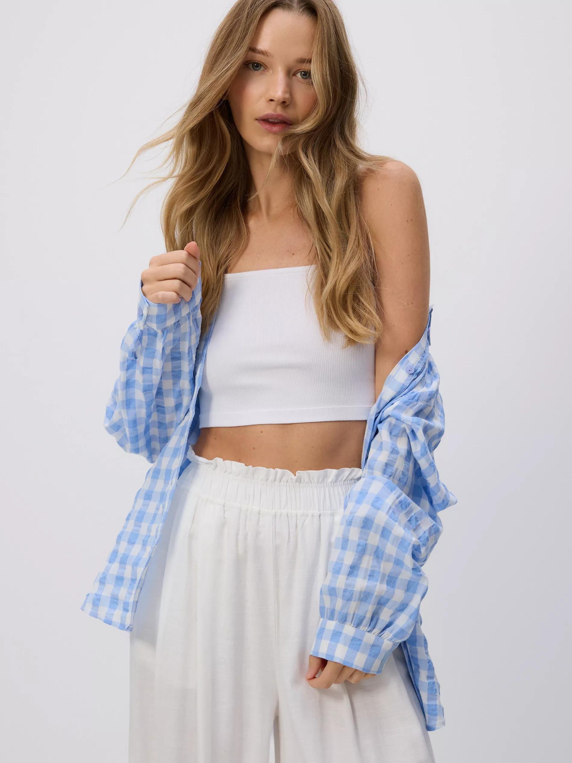 PALE BLUE Check shirt, Blue, large image number 3