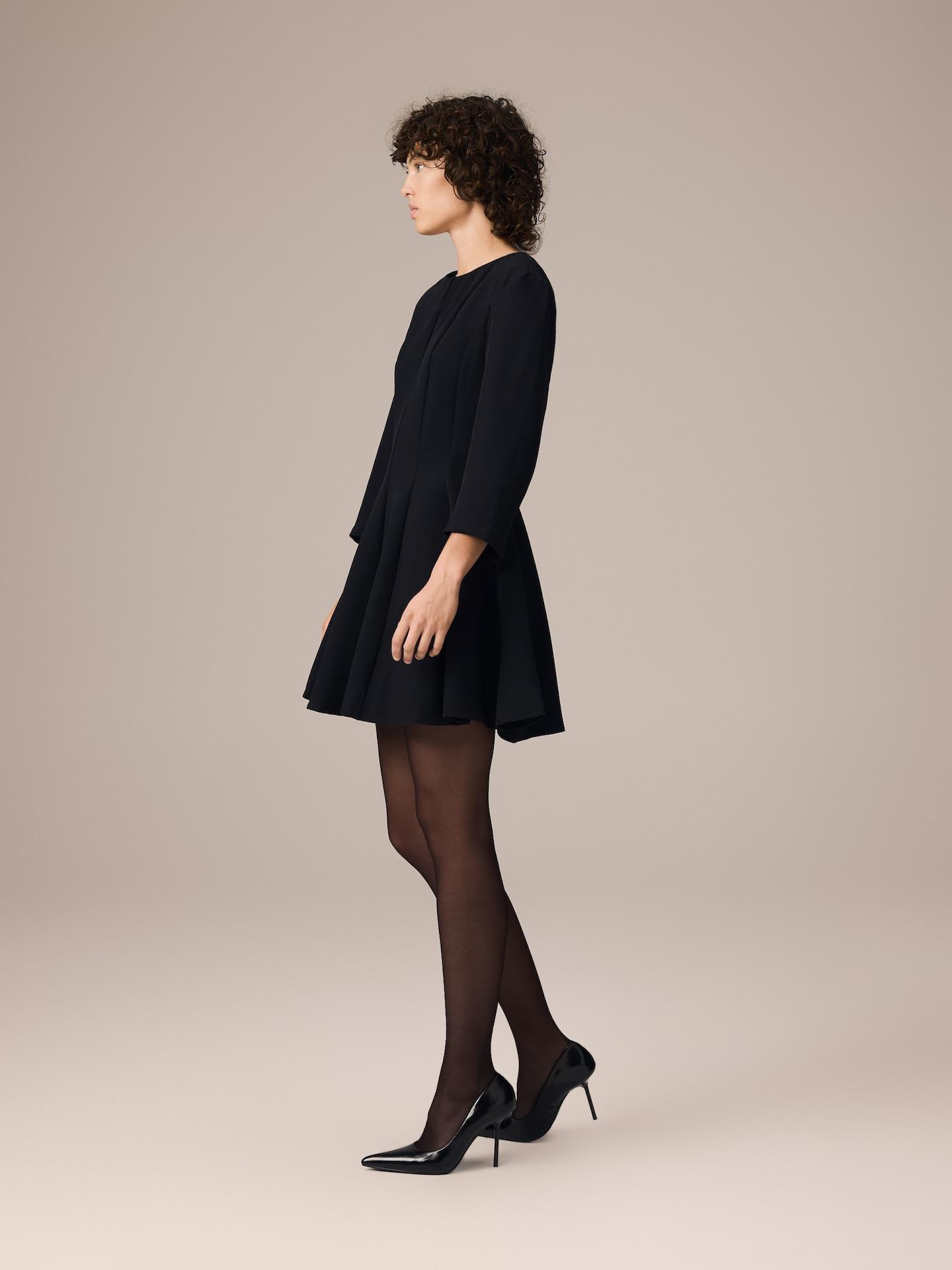 Black Mini Dress With Stitching, Black, medium