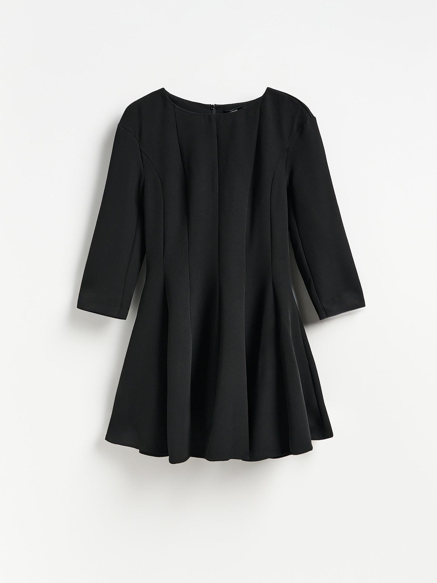Black Mini Dress With Stitching, Black, large image number 6