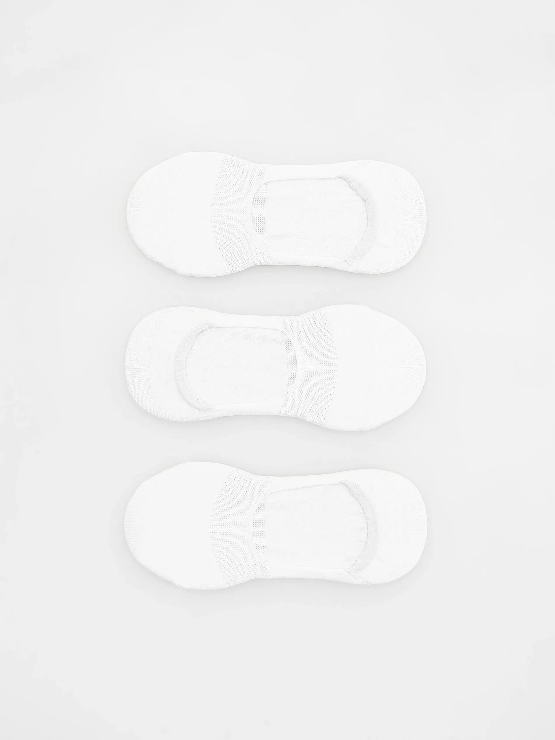 Cream Cotton Blend Invisible Socks 3 Pack, , medium