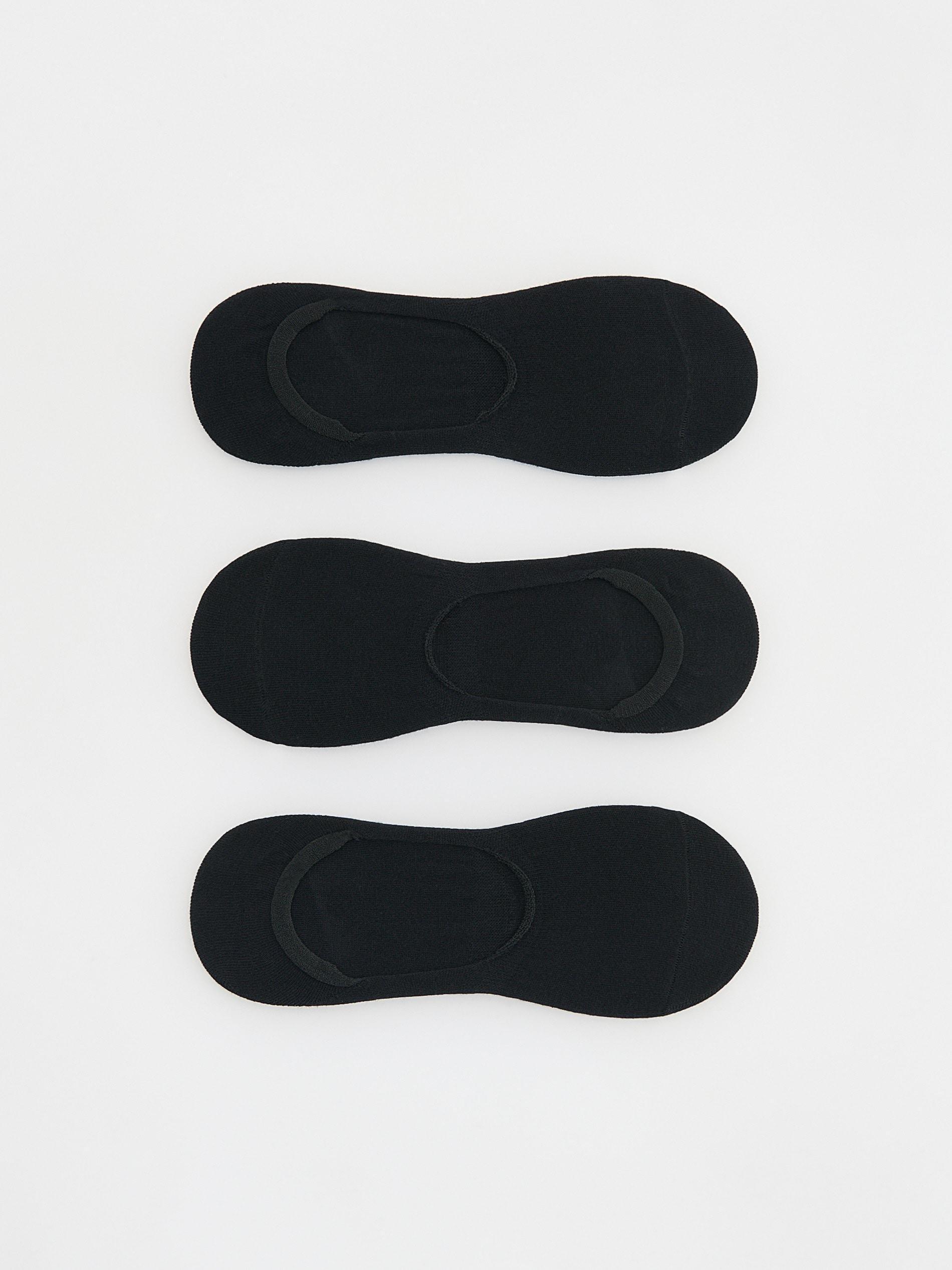 Black Cotton Blend Invisible Socks 3 Pack, , large image number 0
