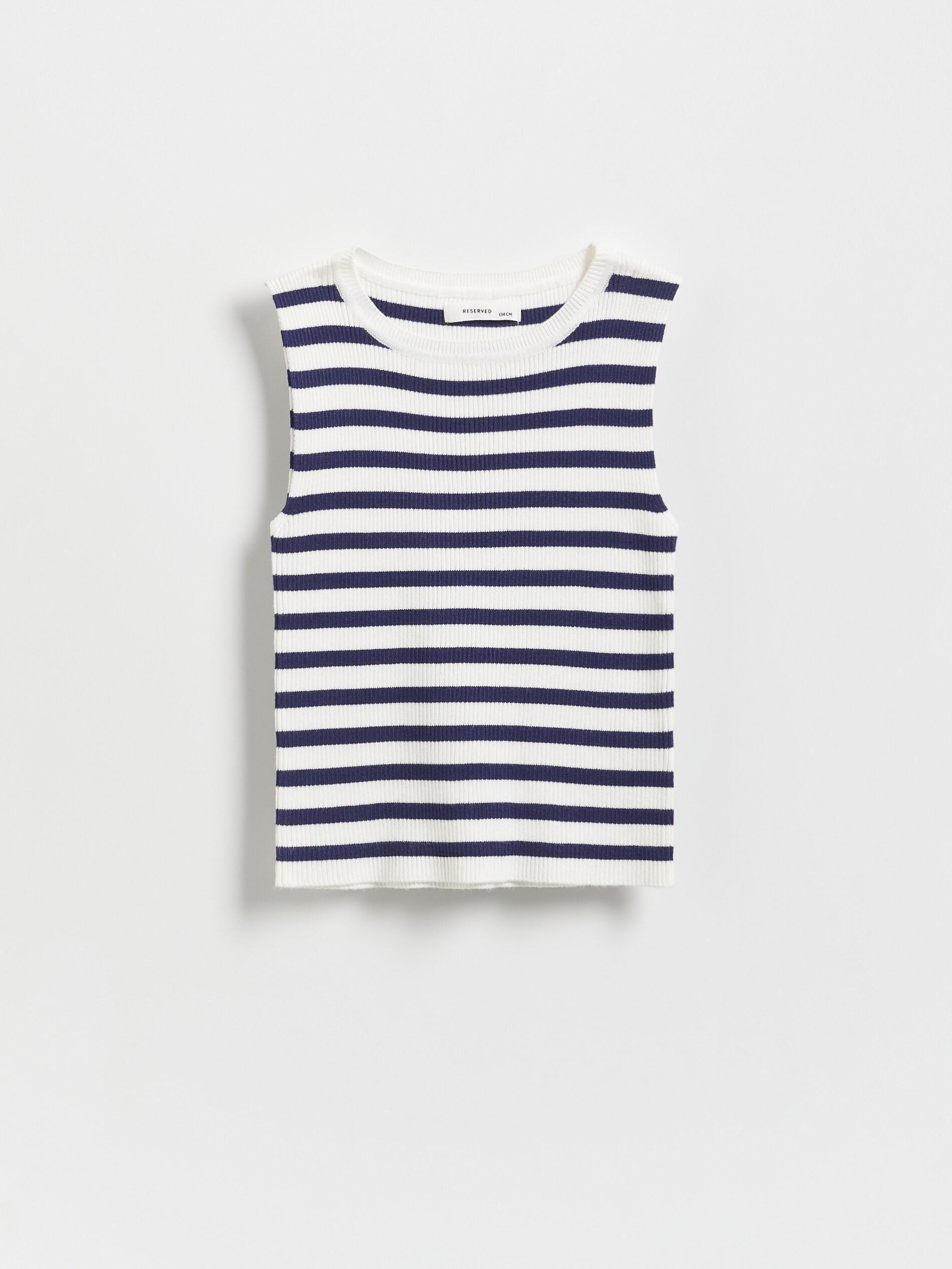 Navy Ribbed Striped Top, Navy, large image number 2