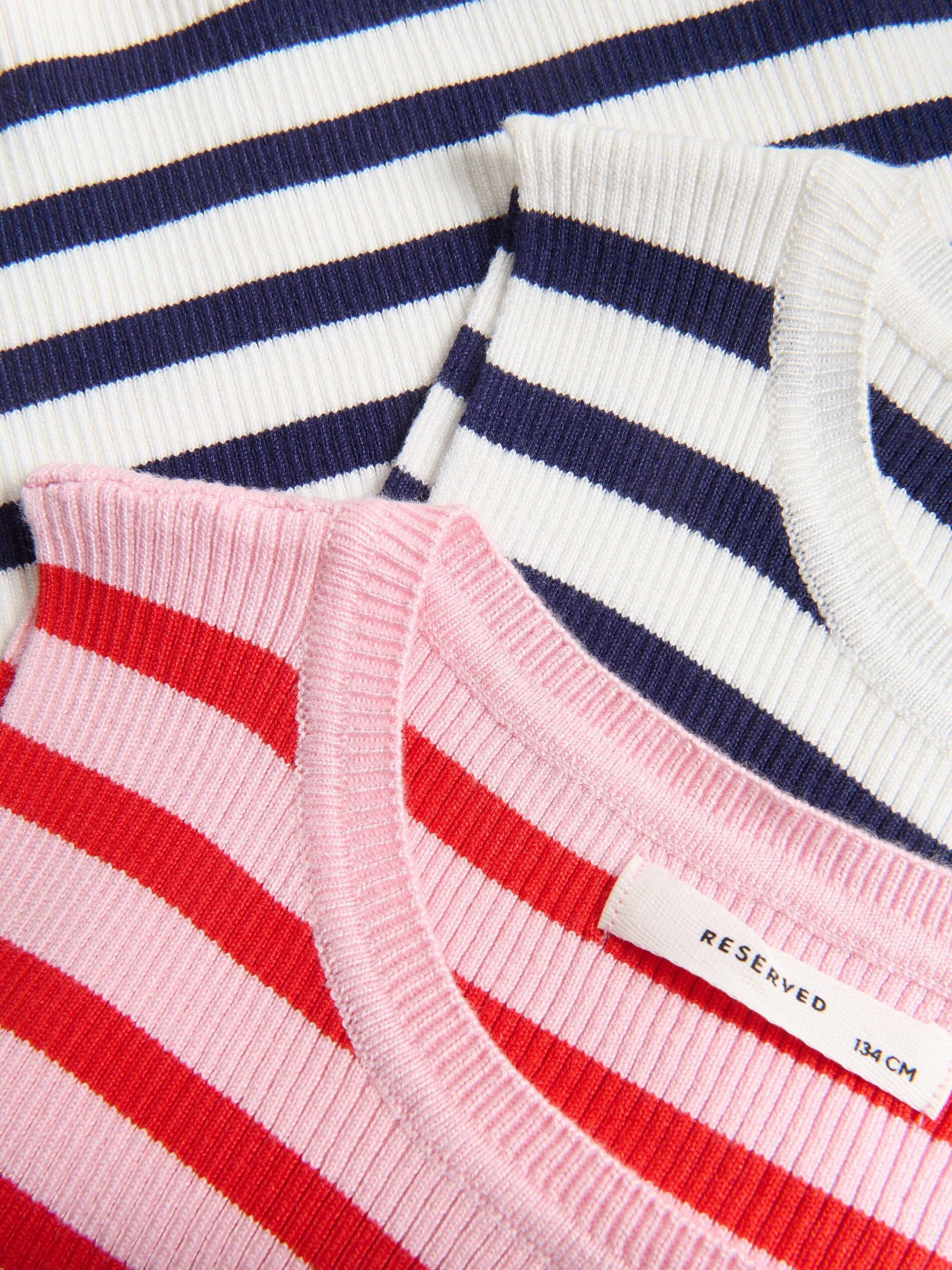 Navy Ribbed Striped Top, Navy, large image number 4