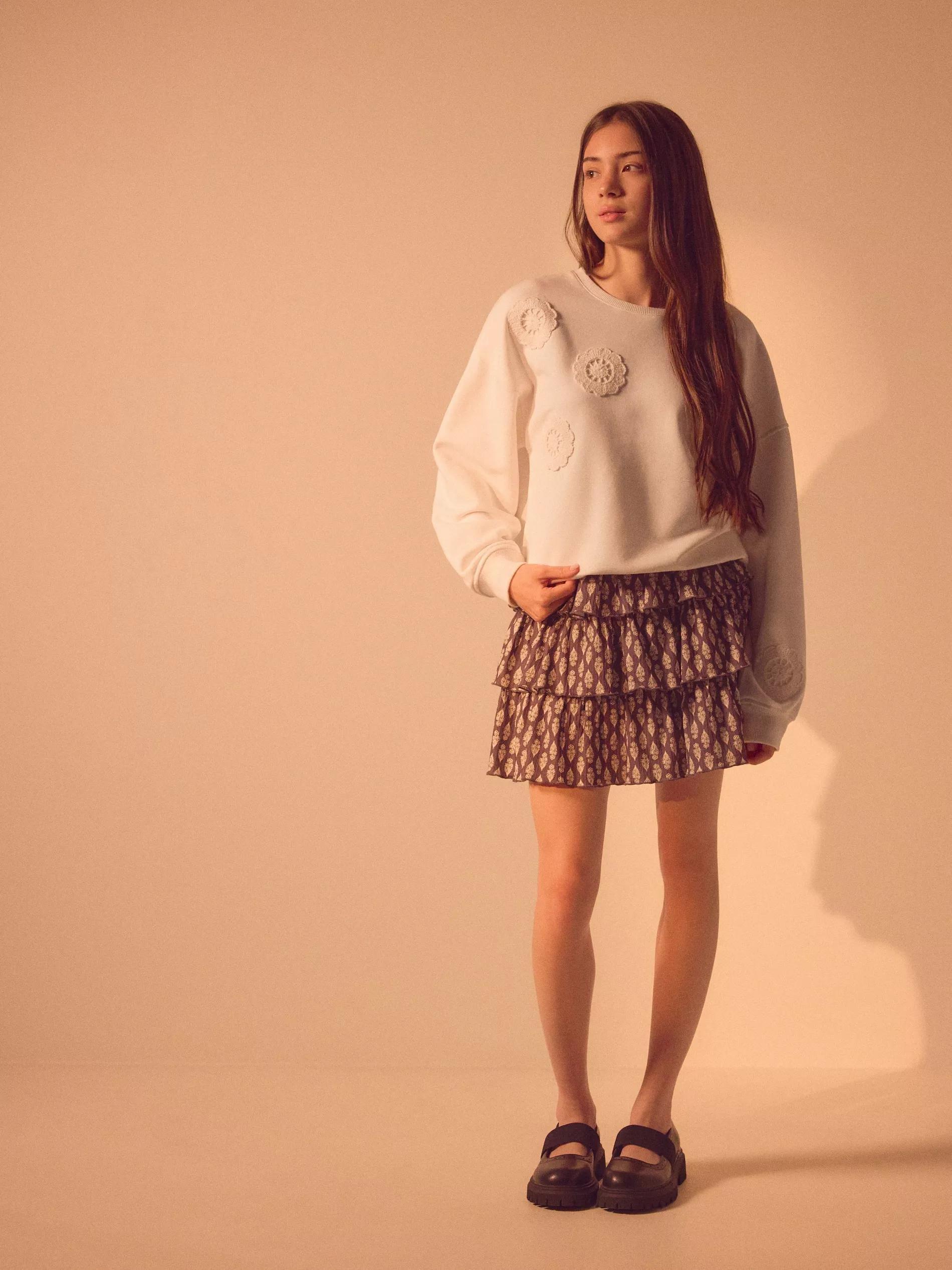 NUDE Sweatshirt with embroidery detailing, Ivory, medium