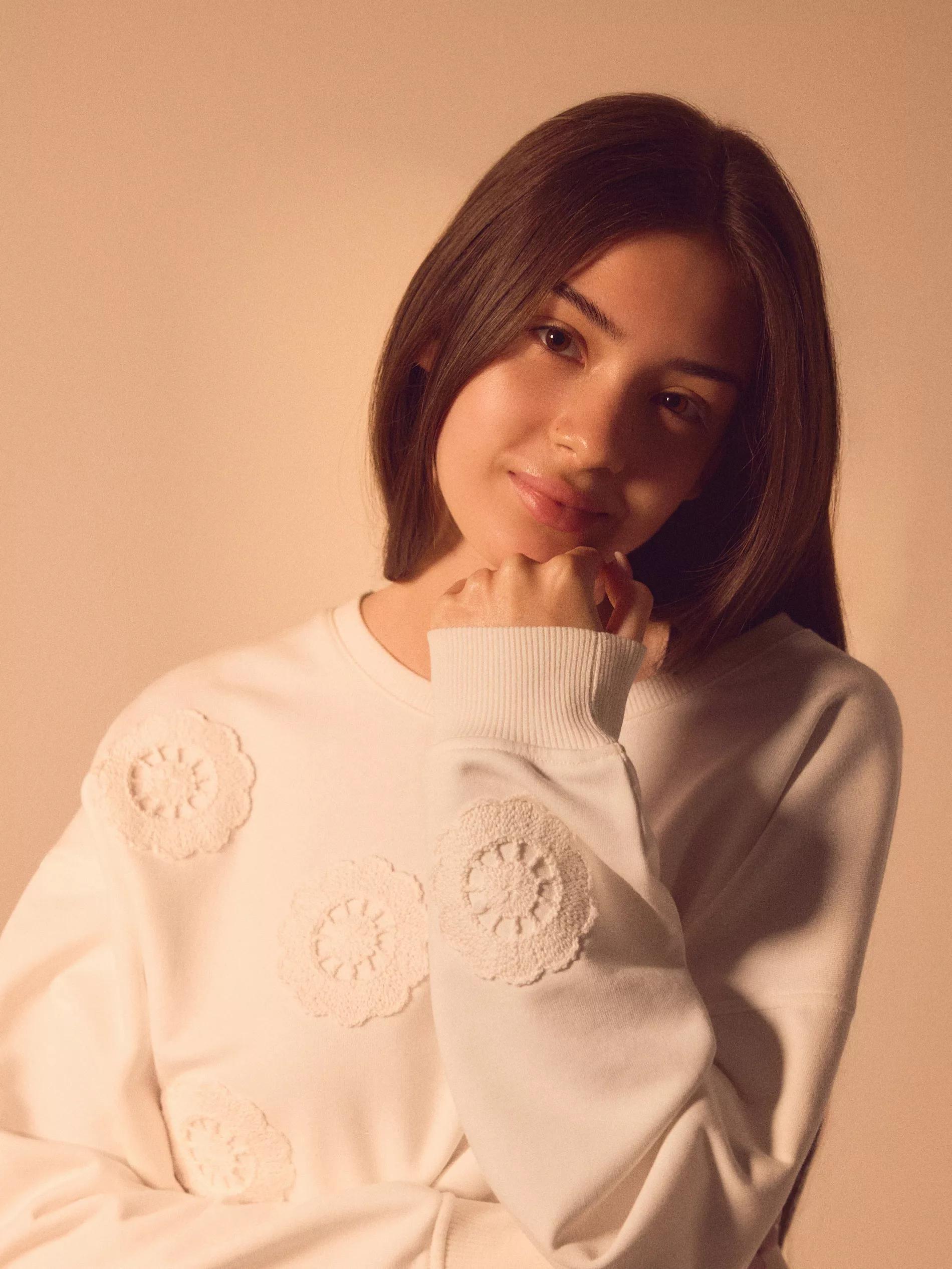 NUDE Sweatshirt with embroidery detailing, Ivory, large image number 3