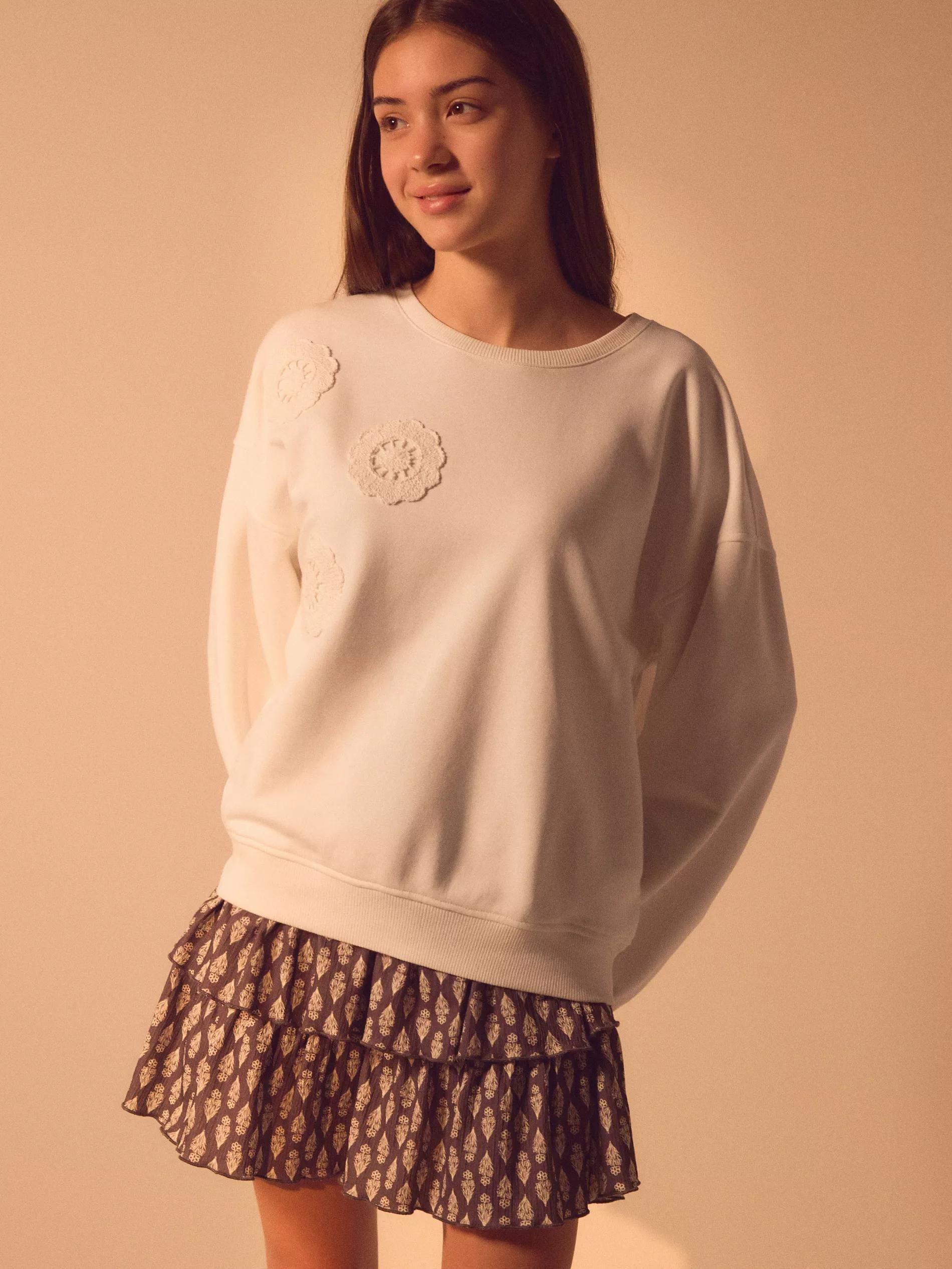 NUDE Sweatshirt with embroidery detailing, Ivory, large image number 4
