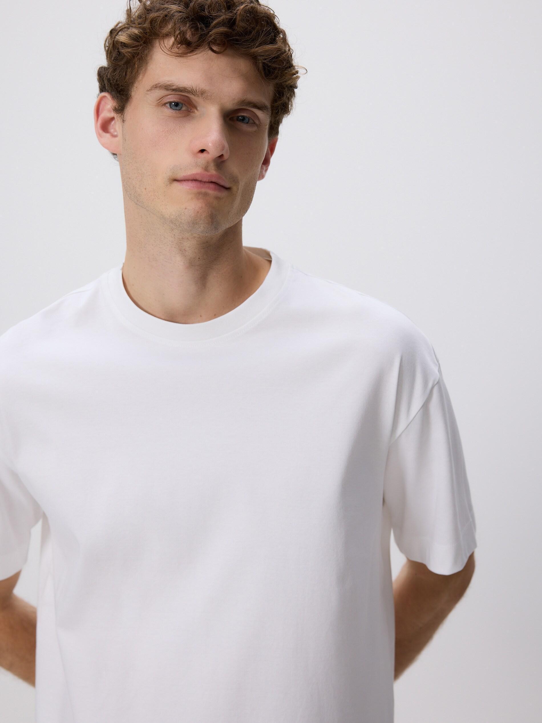 White Boxy T-Shirt In Mercerized Cotton, White, medium