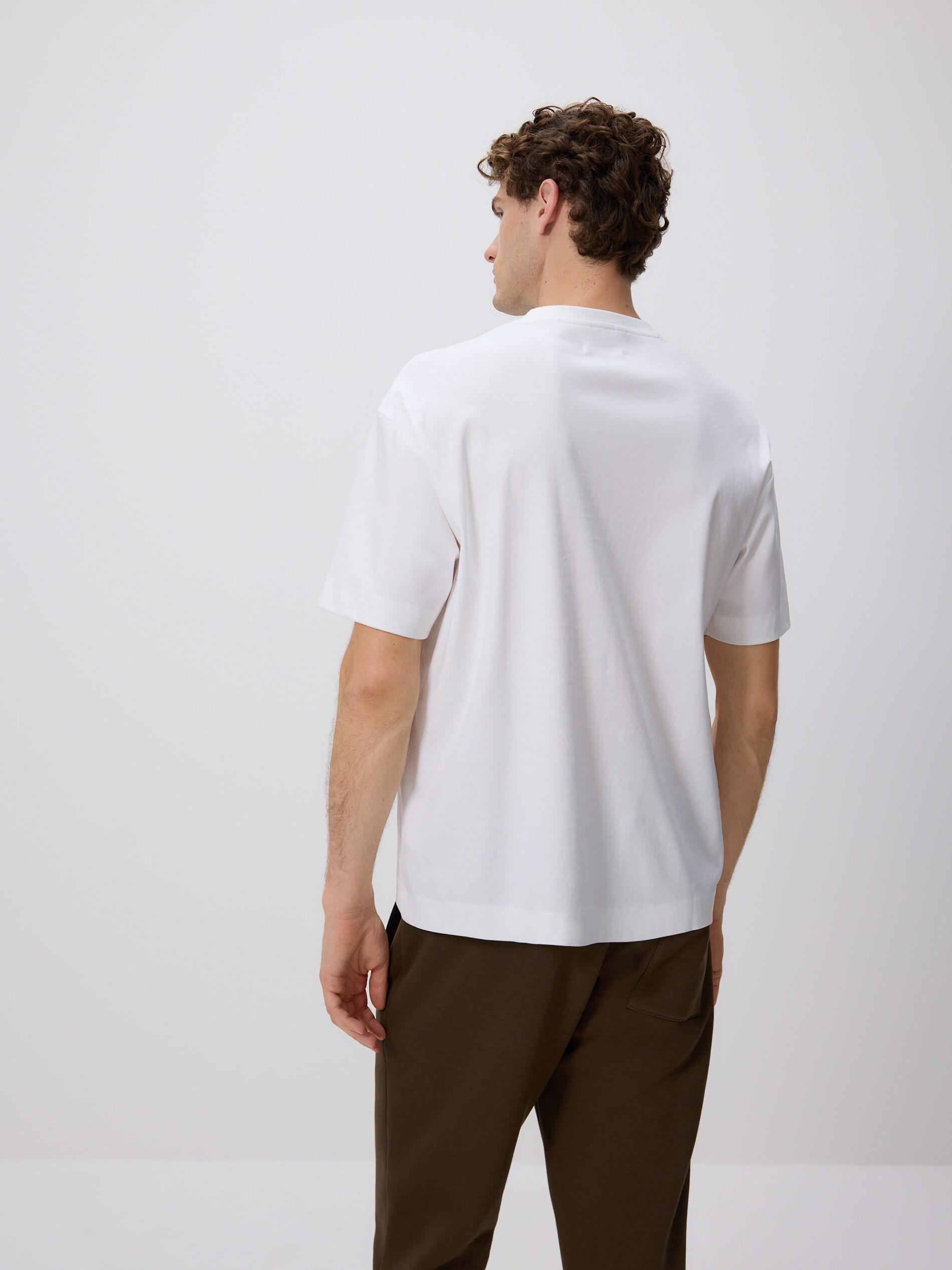 White Boxy T-Shirt In Mercerized Cotton, White, large image number 3